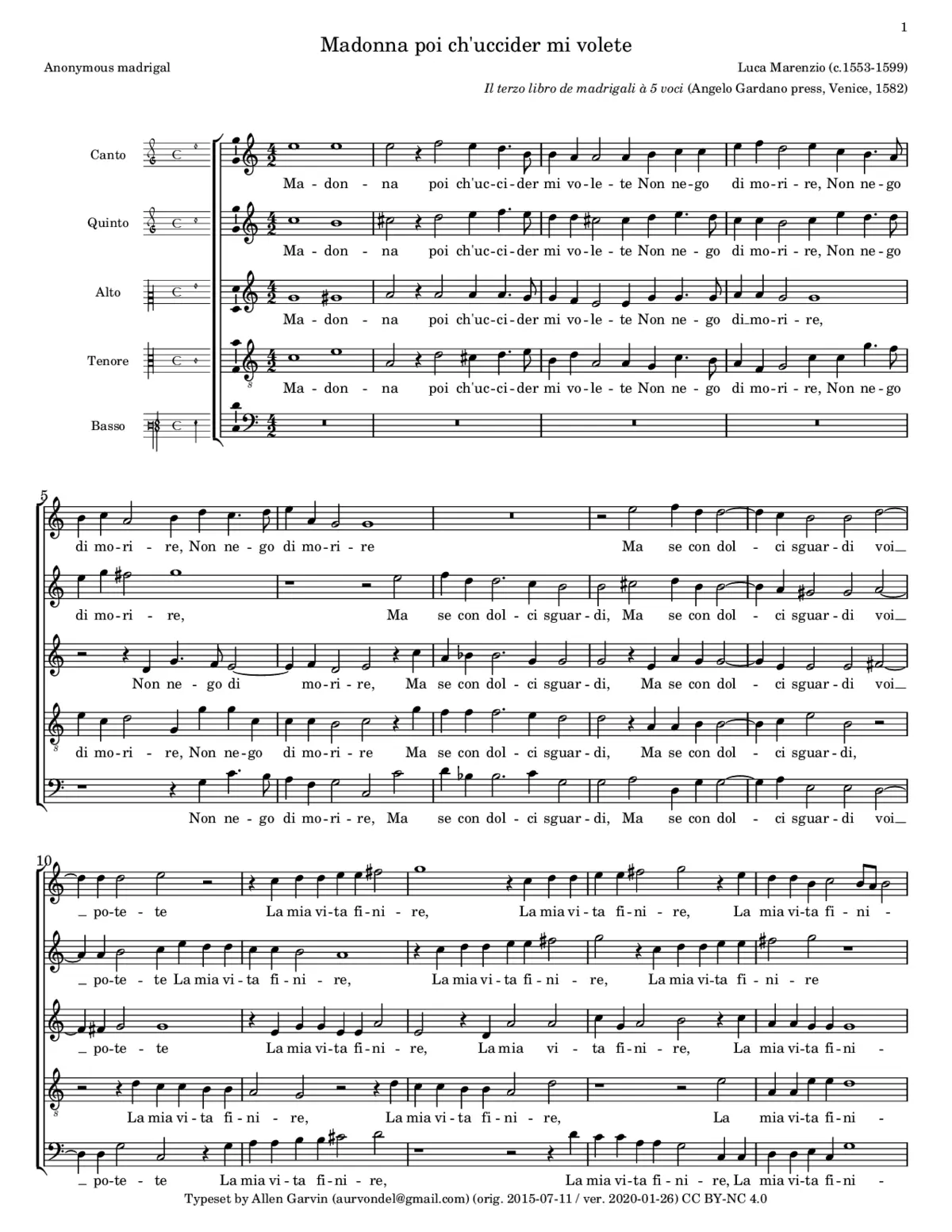 Madonna poi ch'uccider mi volete - Page 1