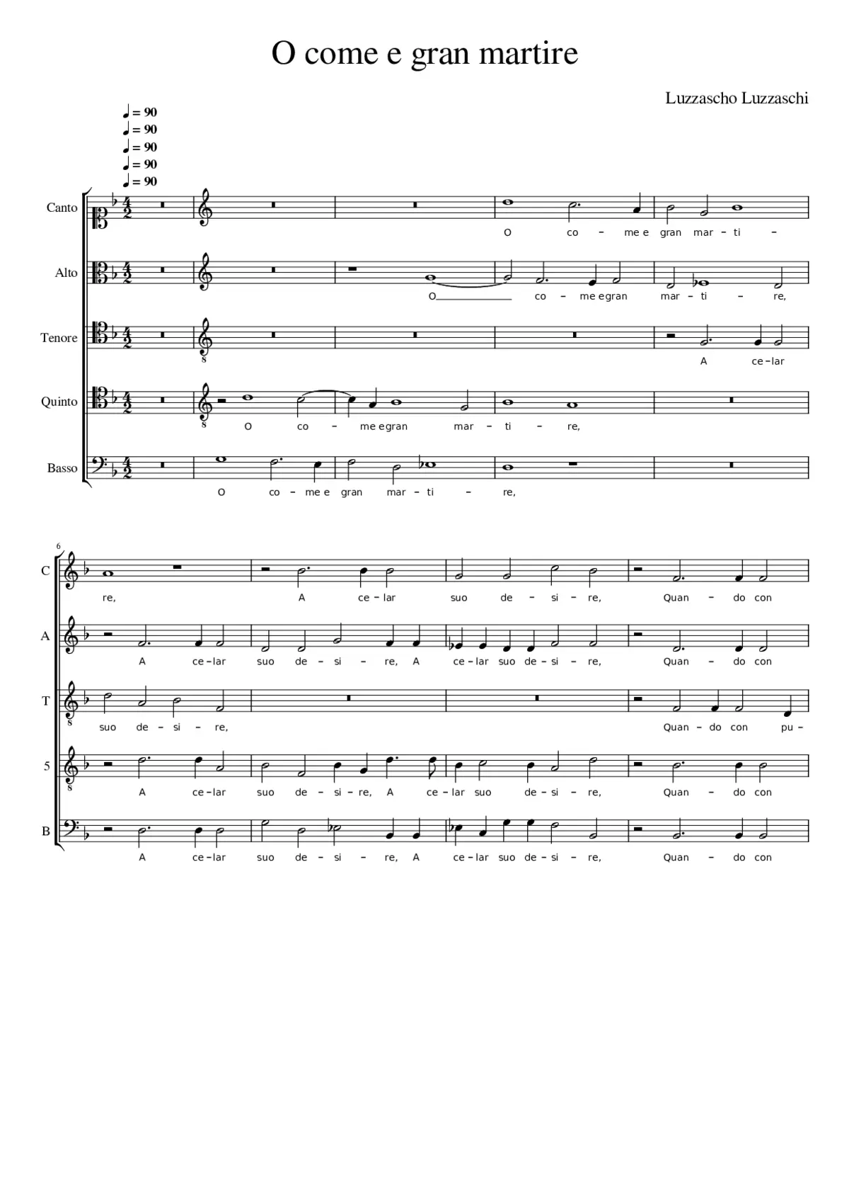 O come e gran martire - Page 1