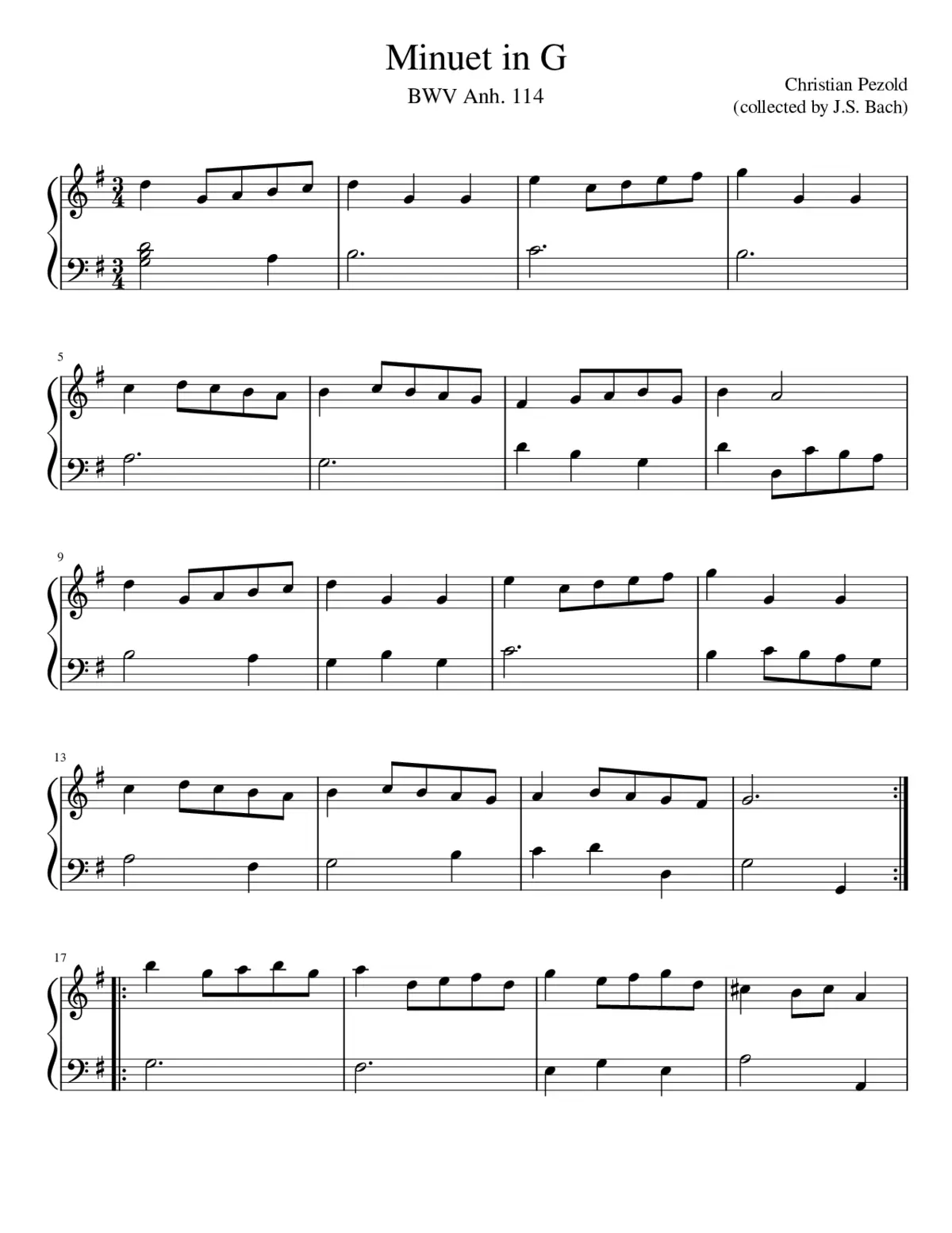 Minuet in G Major BWV Anh. 114 - Page 1