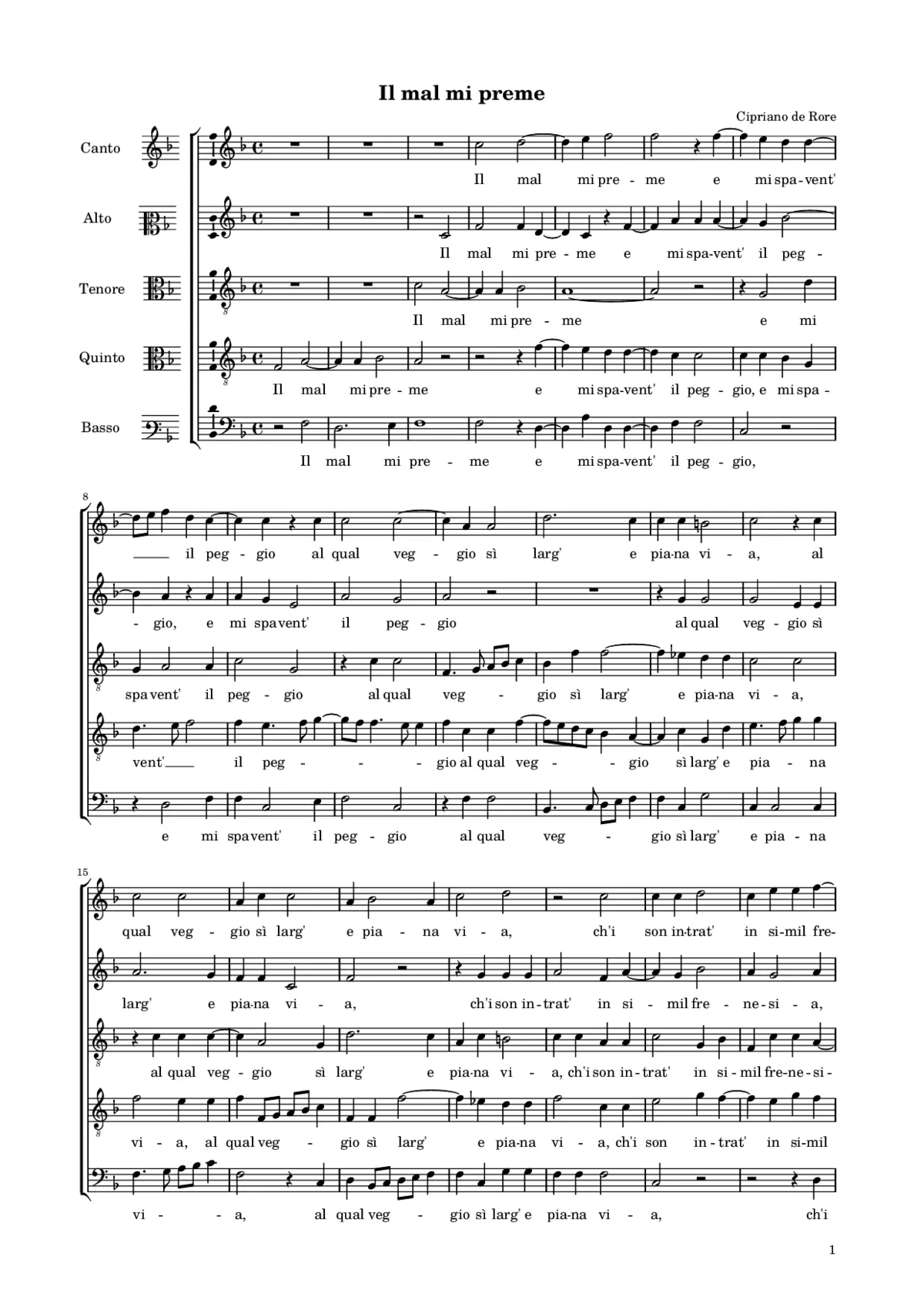 Il mal mi preme - Page 1