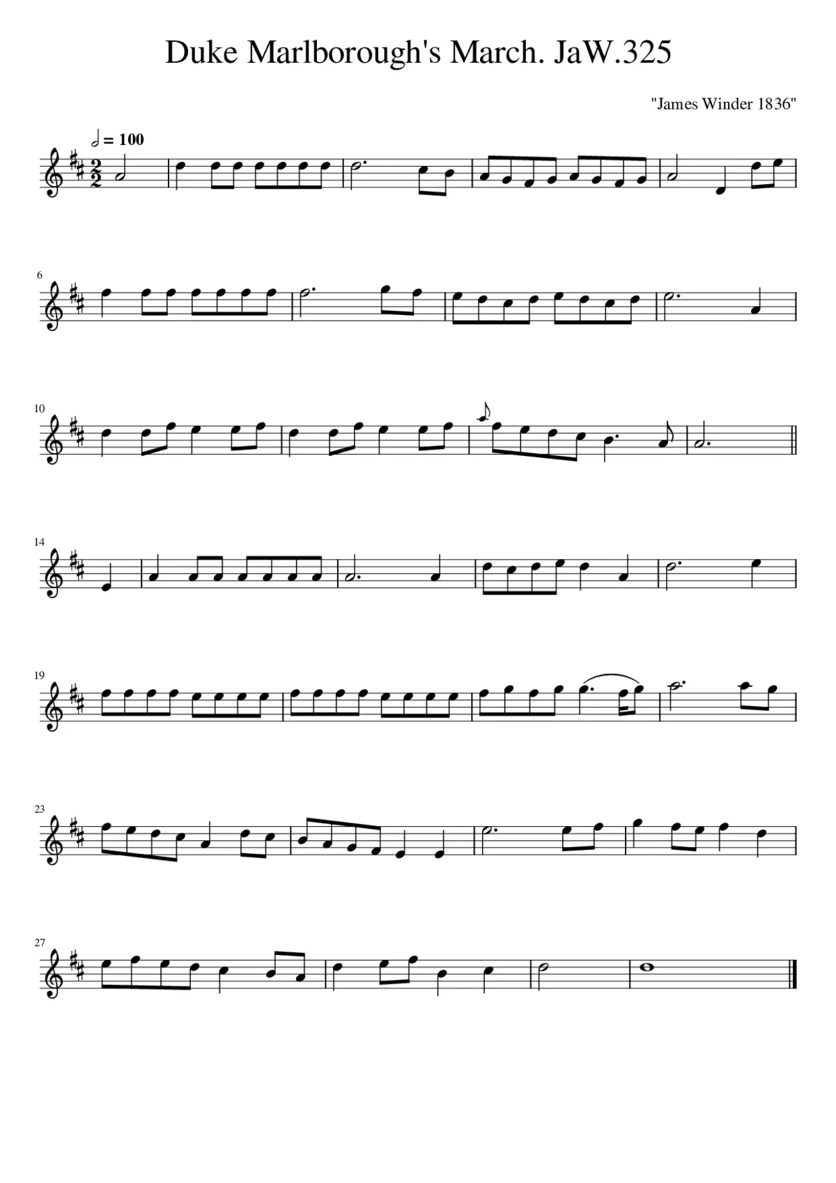 Duke Marlborough's March. JaW.325 - Page 1