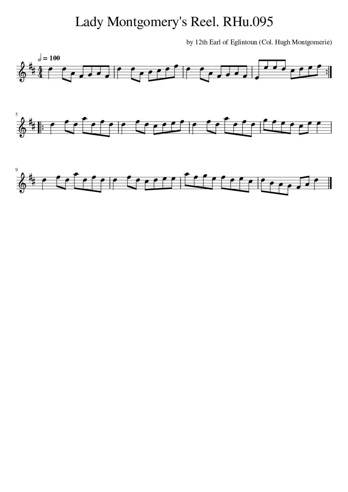 Lady Montgomery's Reel. RHu.095 - Page 1