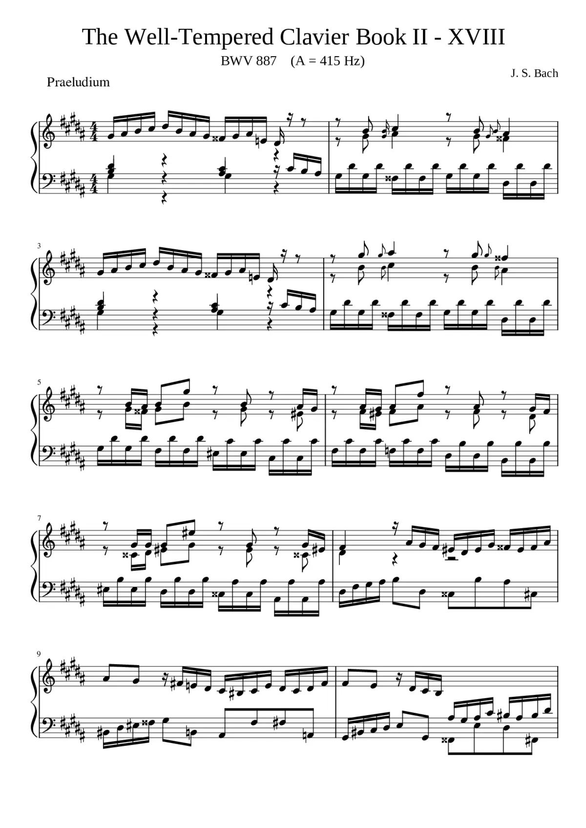 Prelude and Fugue in G-sharp minor BWV 887 - Page 1