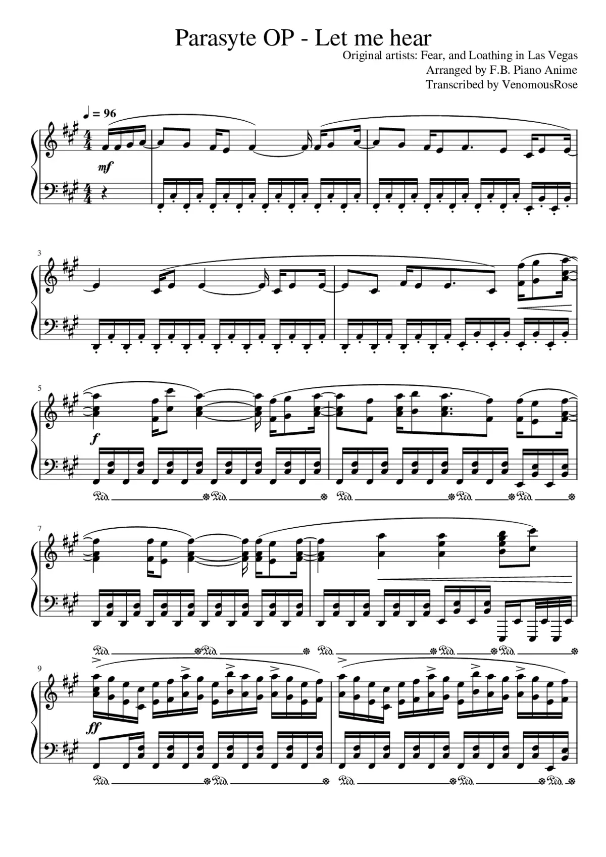 Parasyte OP - Let me hear F.B. Piano Anime - Page 1