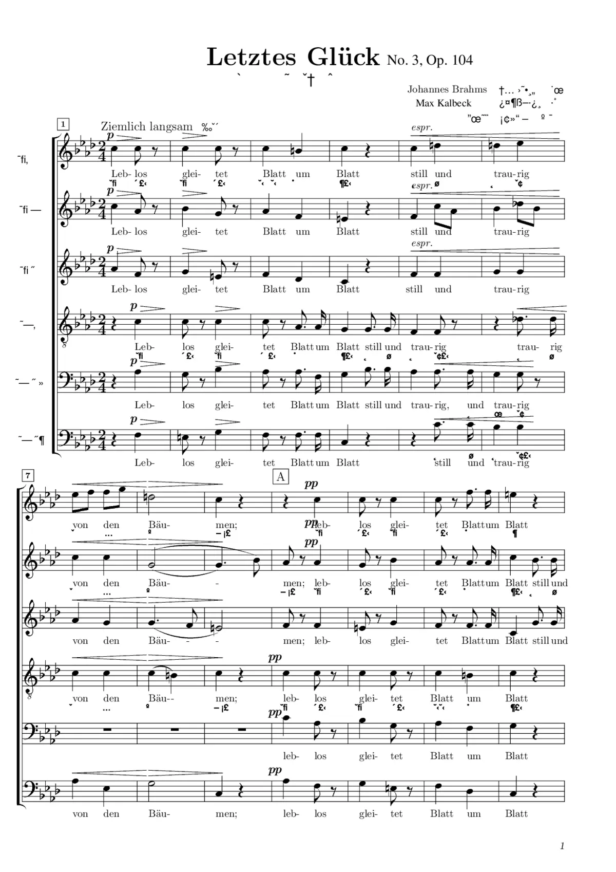 Letztes Glück, Op. 104, No. 3 - Page 1