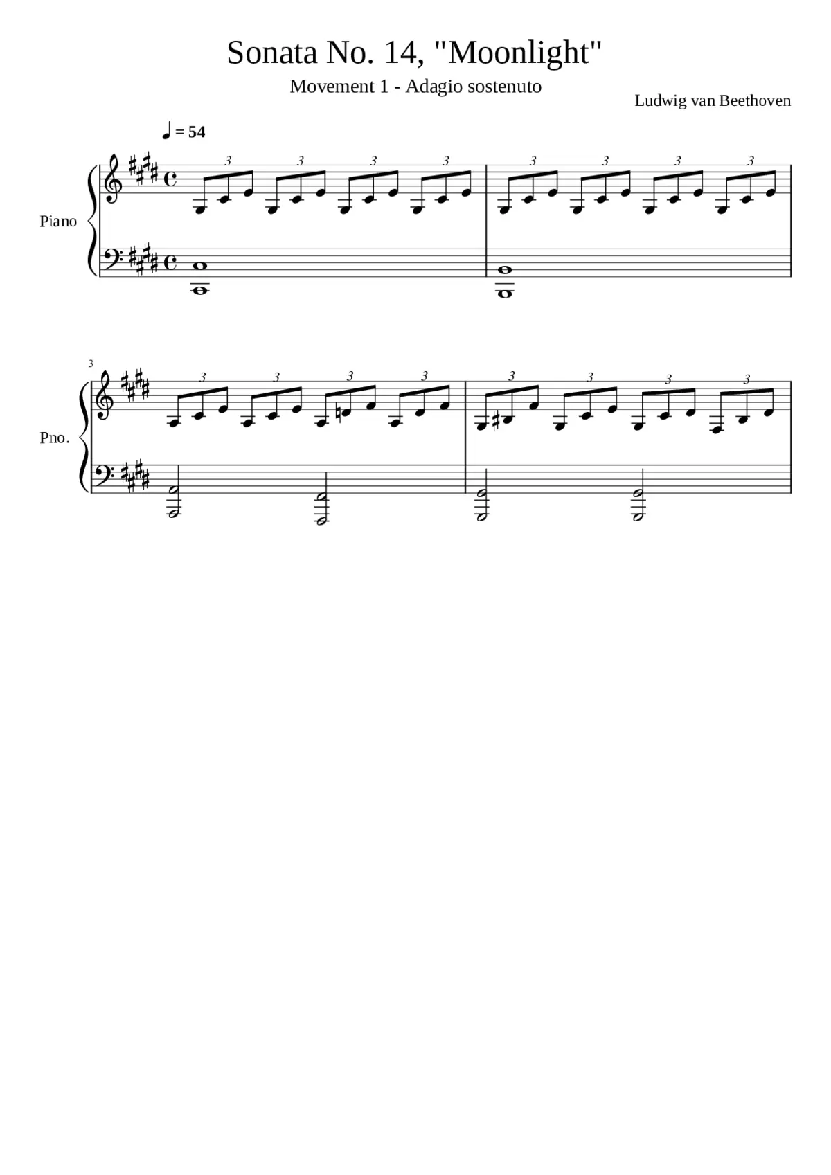 Sonata No. 14 Moonlight Beethoven - Page 1