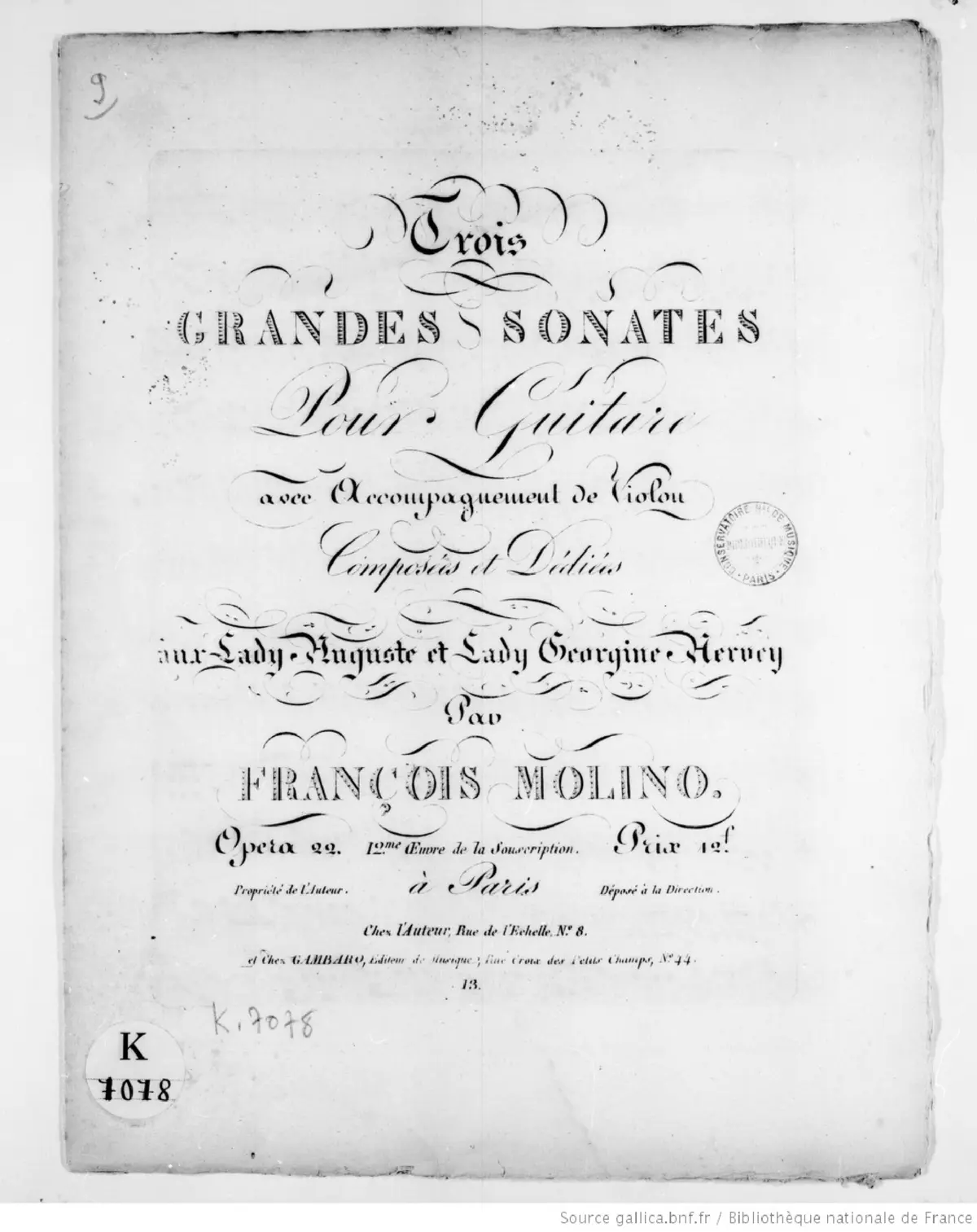 3 Grandes Sonates pour Guitare avec accompagnement de Violon - Page 1