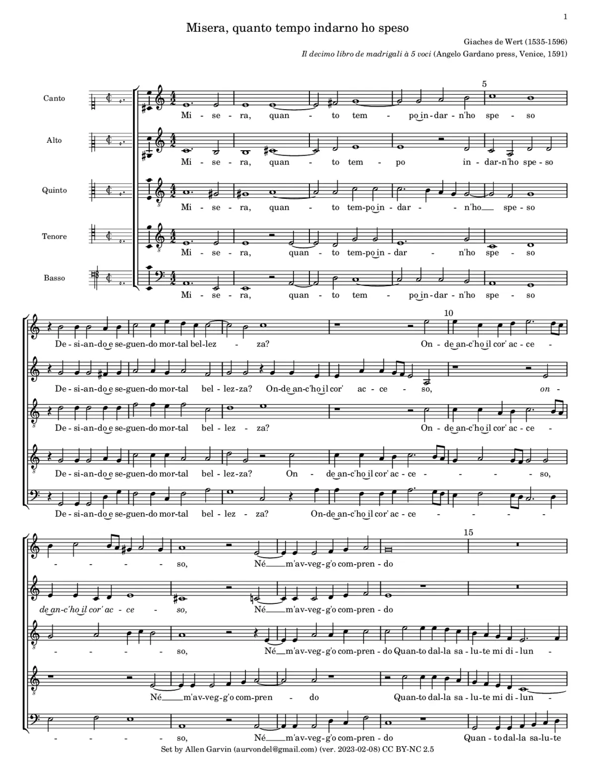 Misera, quanto tempo indarno ho speso - Page 1