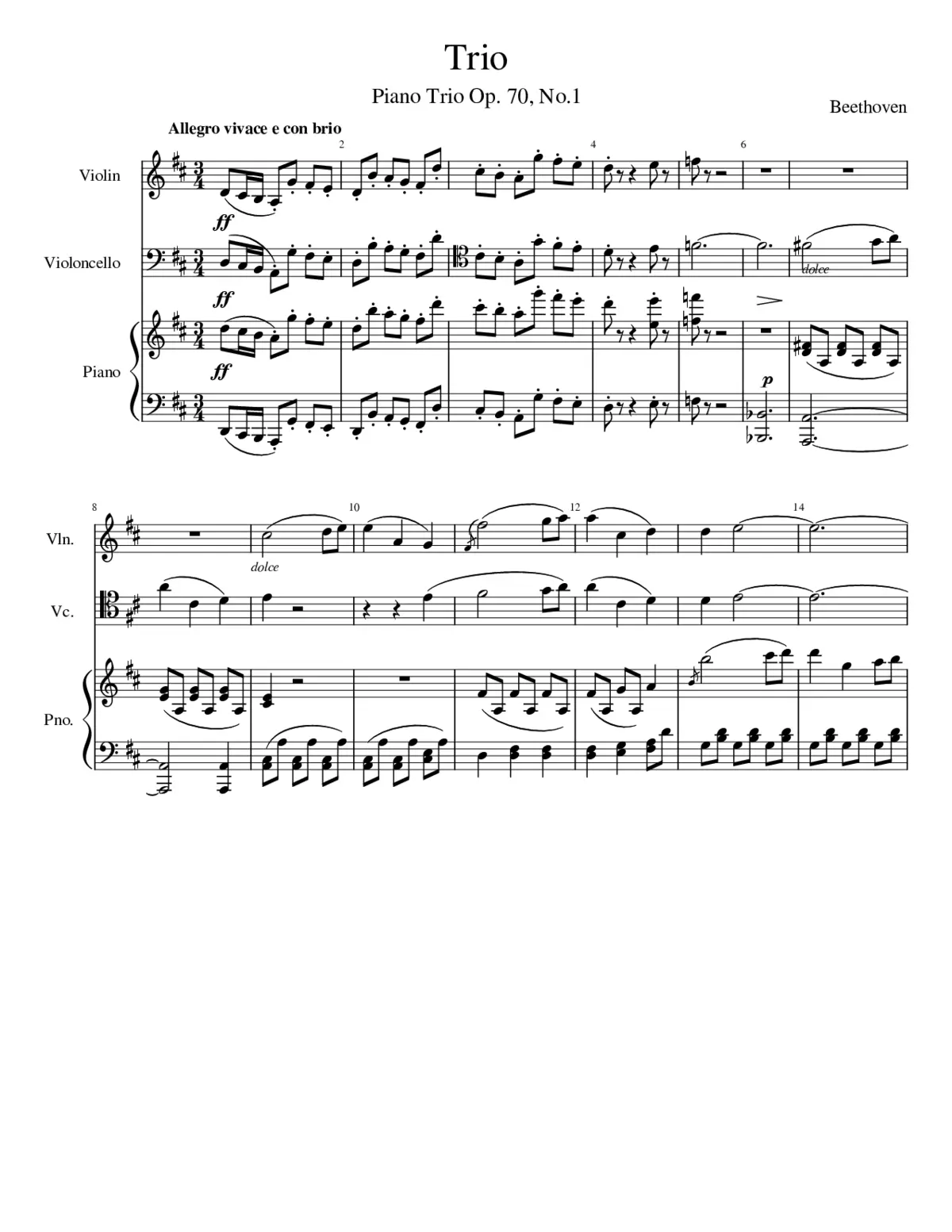 Piano Trio in D Major - Page 1