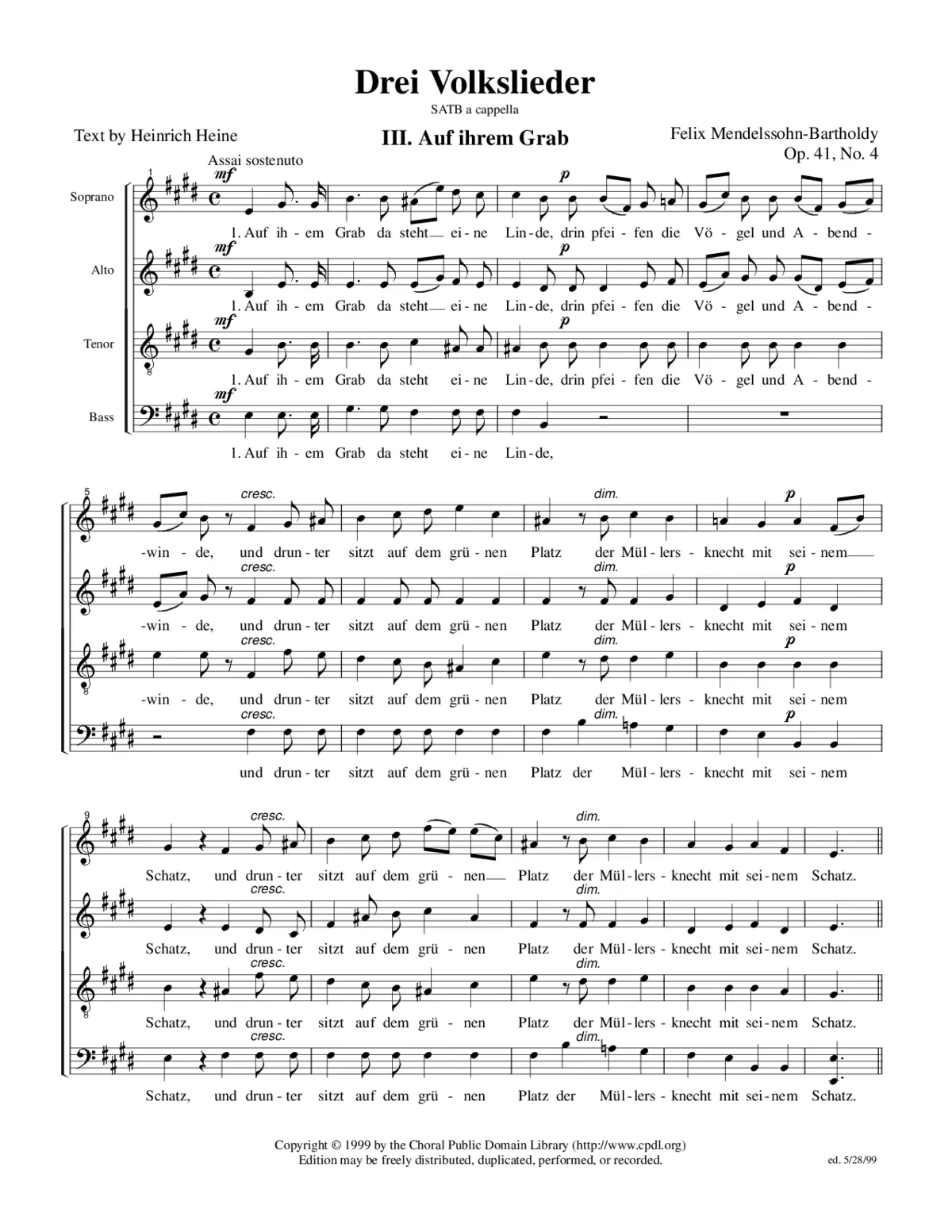 Auf ihrem Grab, Op. 41, No. 4 - Page 1