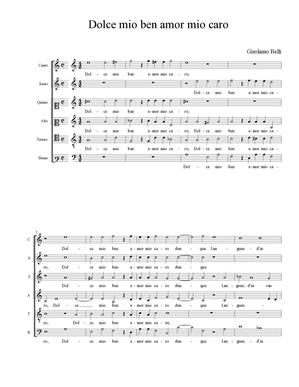 Dolce mio ben amor mio caro - Page 1