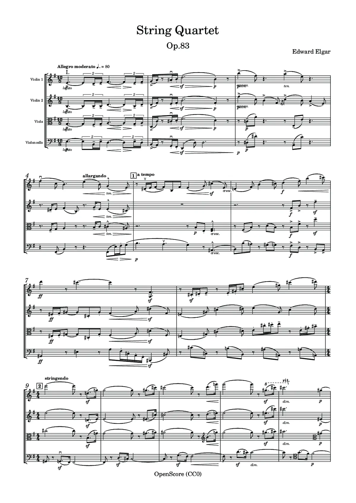 String Quartet, Op.83 - Page 1