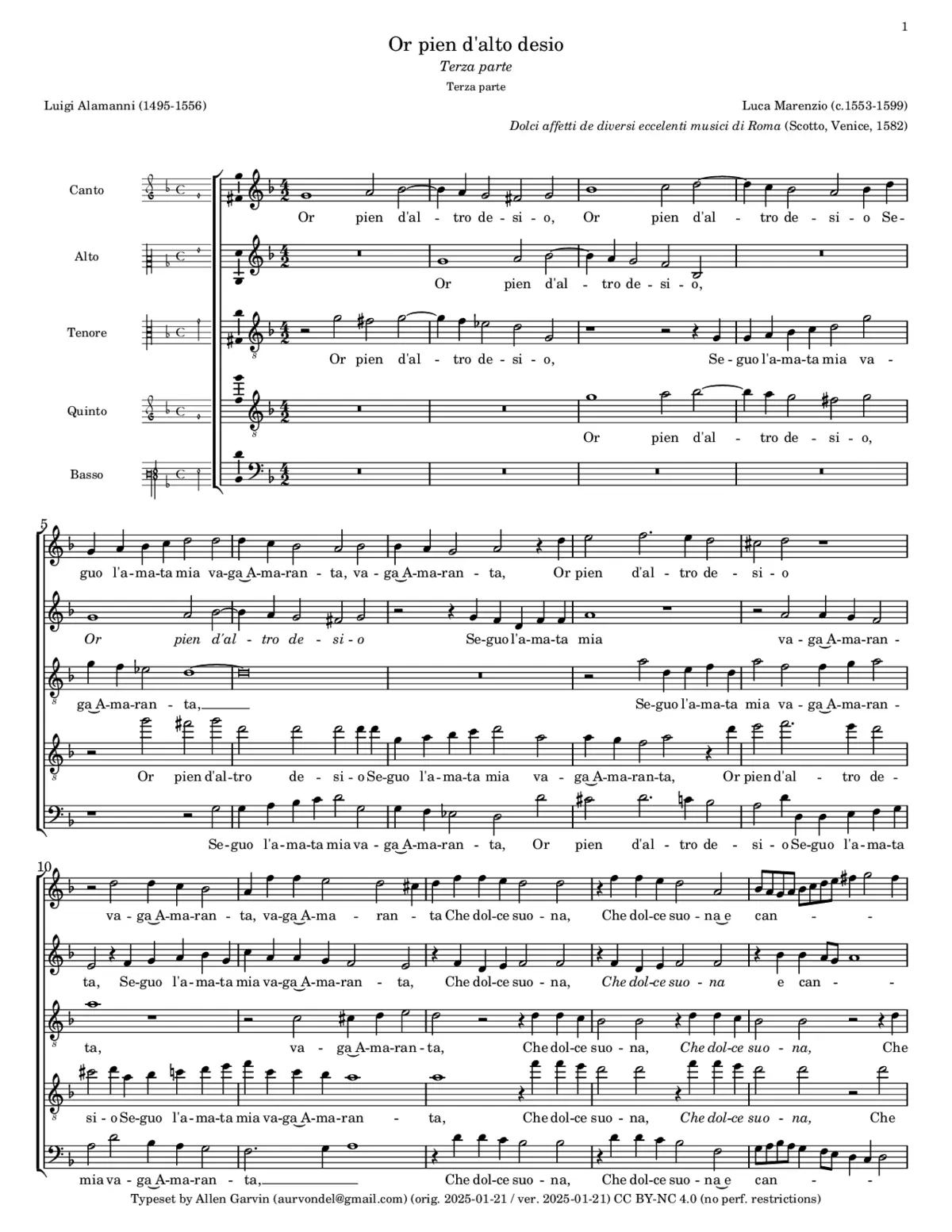 Hor pien d'altro desio - Page 1