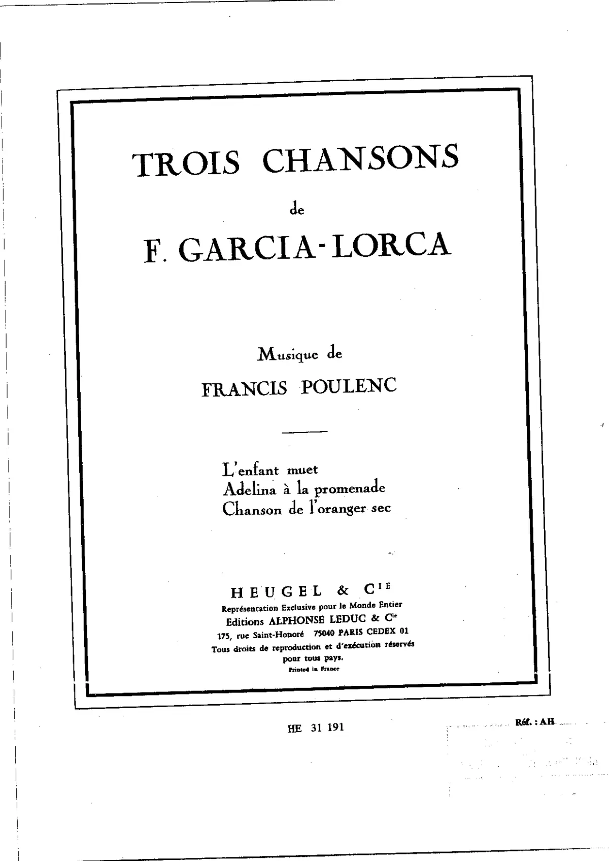 3 Chansons de Federico García Lorca - Page 1