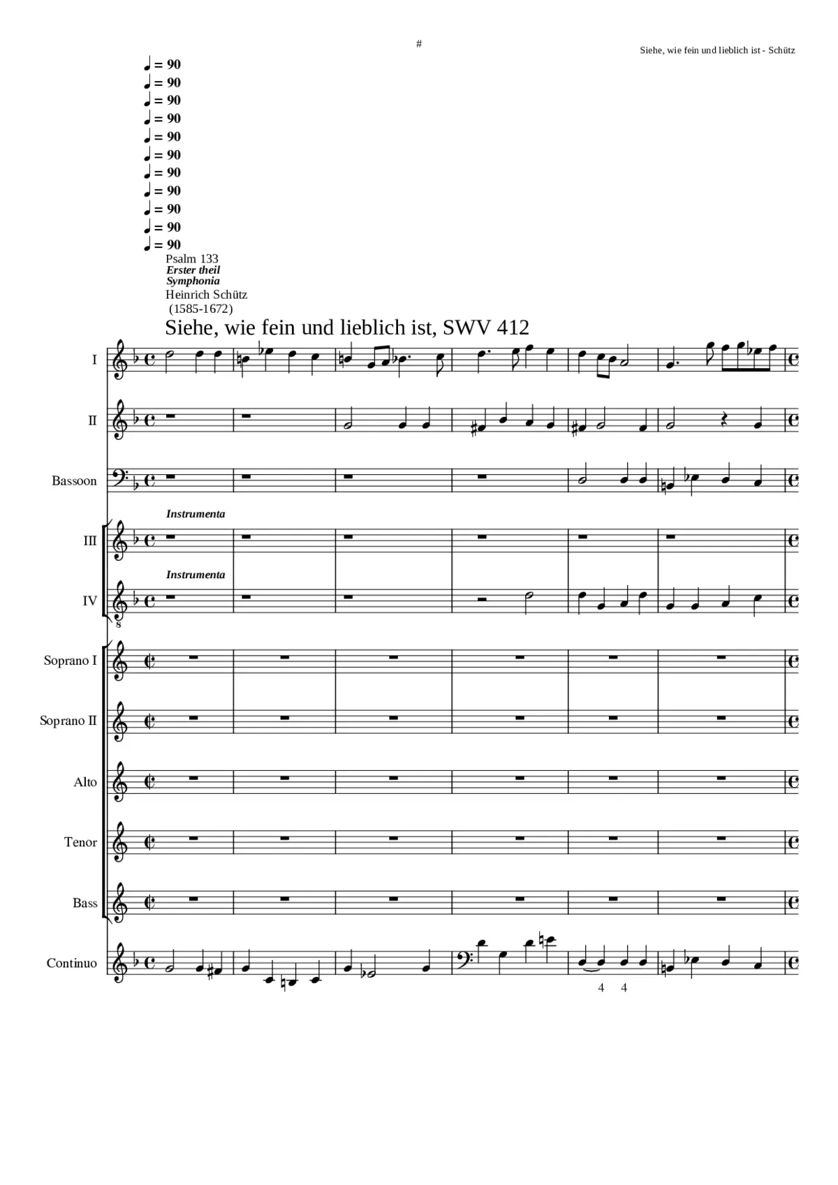 Siehe wie fein und lieblich ist SWV 412 - Page 1