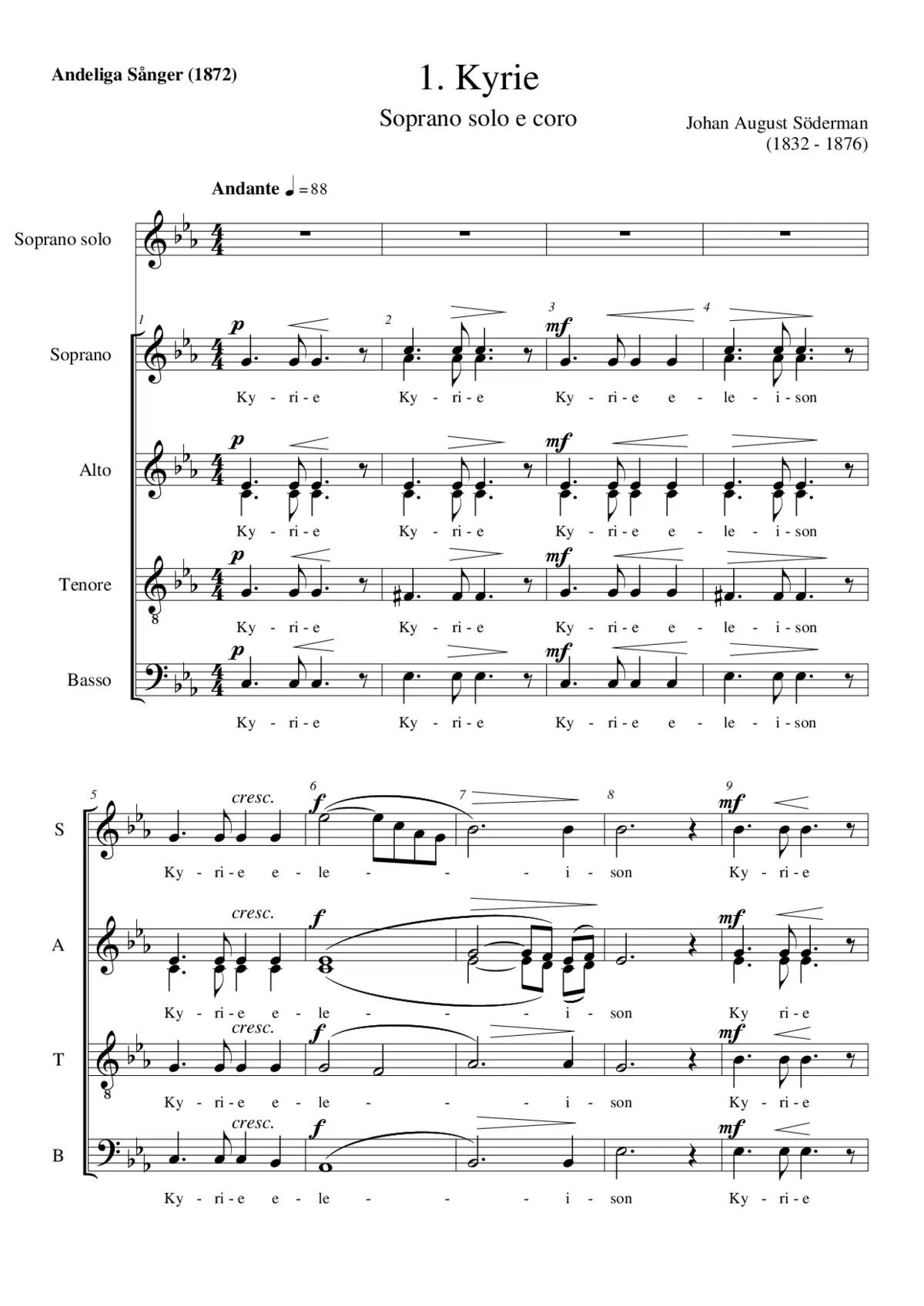 Kyrie (No. 1 from 'Andliga sånger') - Page 1