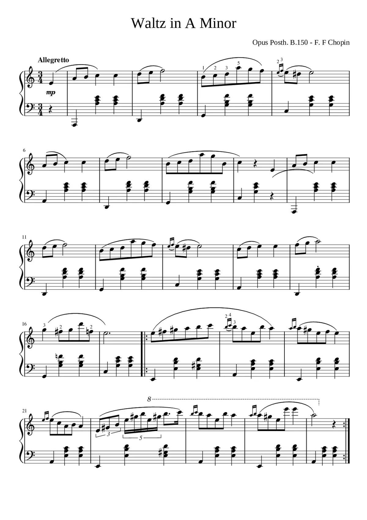 Waltz in A minor B.150 - Page 1