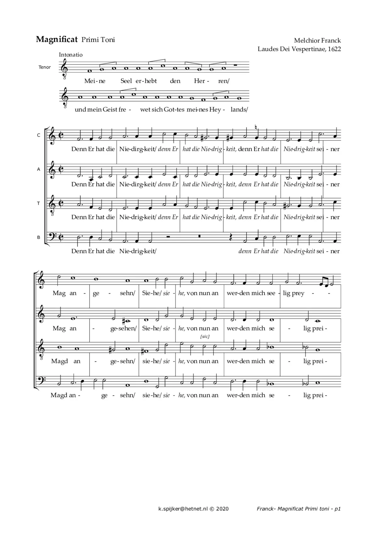Magnificat primi toni a 4 - Page 1