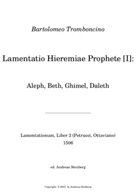 Lamentatio Hieremiae Prophete I.