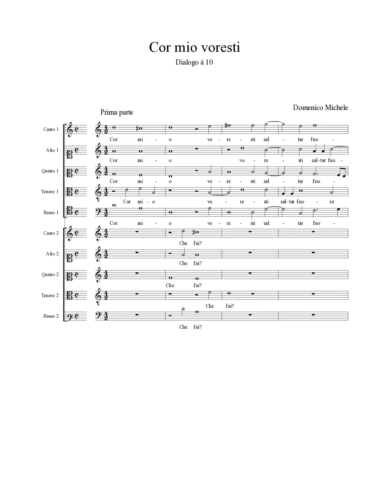 Cor mio voresti - Page 1
