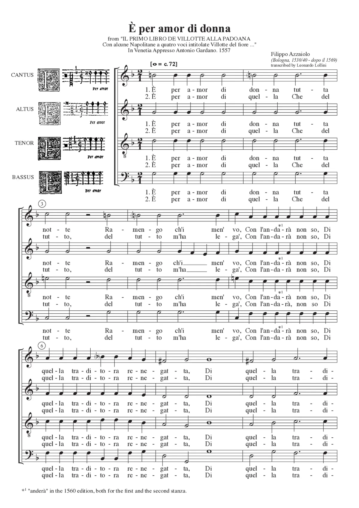 E per amor di donna tutta notte - Page 1