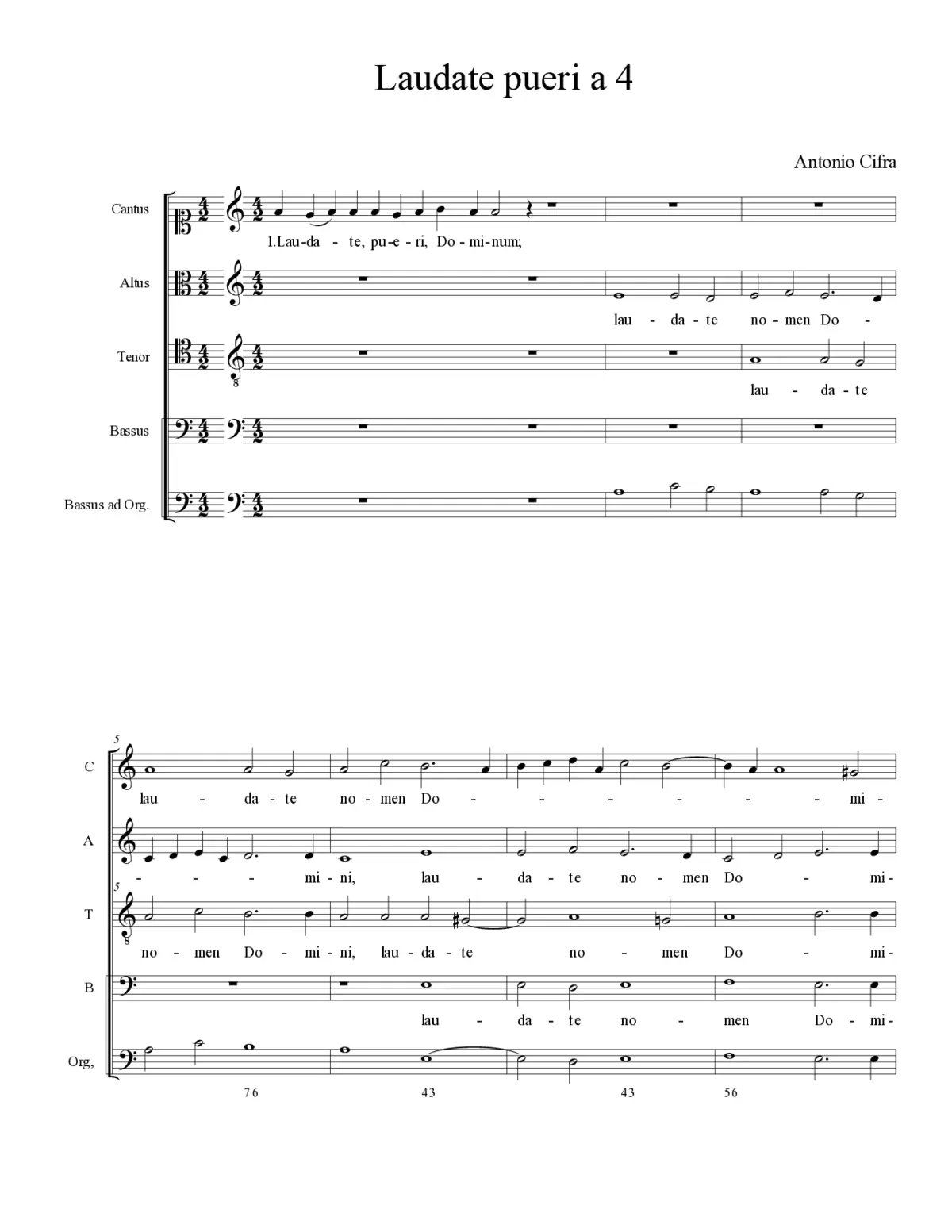 Laudate pueri a 4 - Page 1
