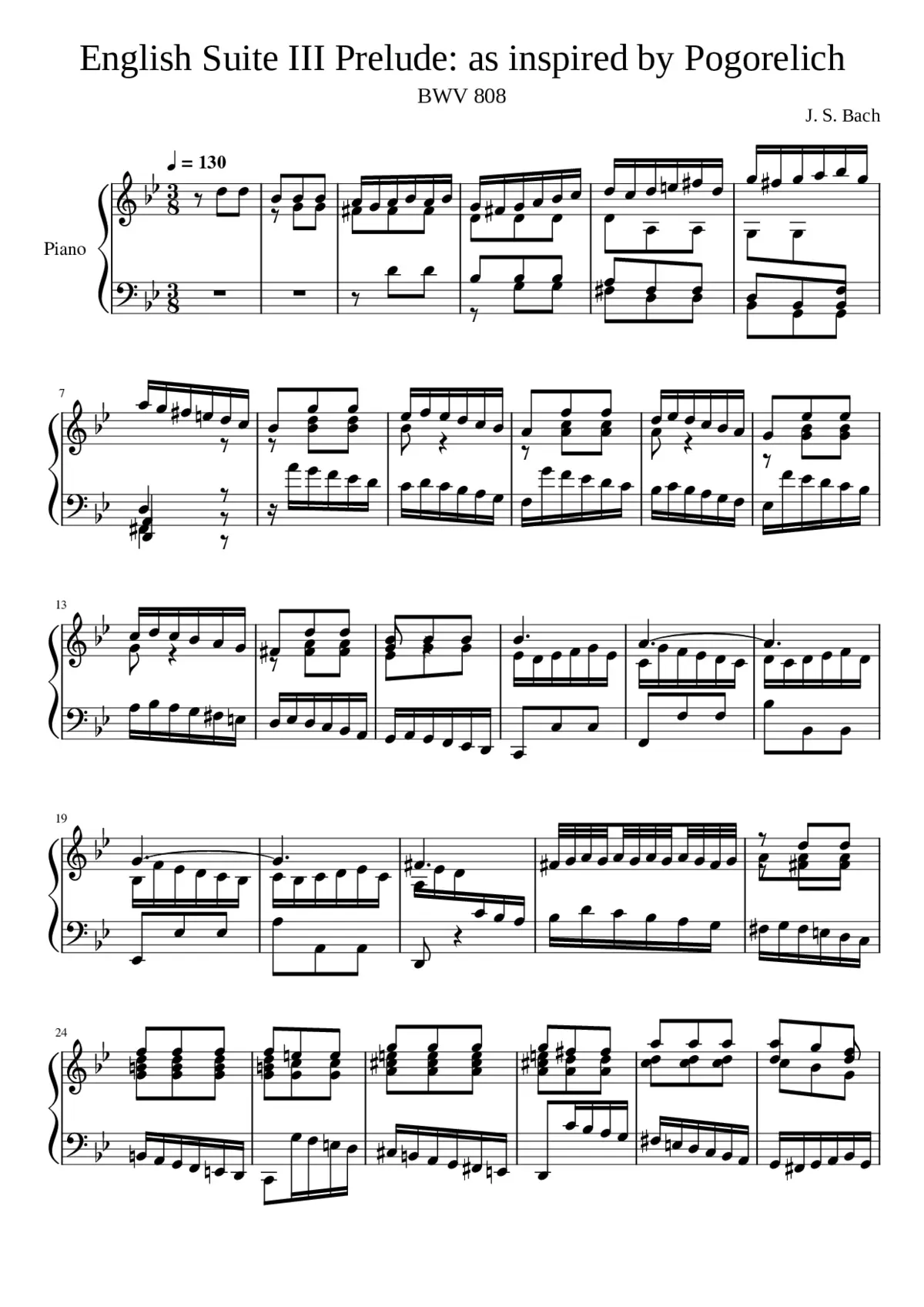 English Suite No.3 in G minor BWV 808 - Page 1