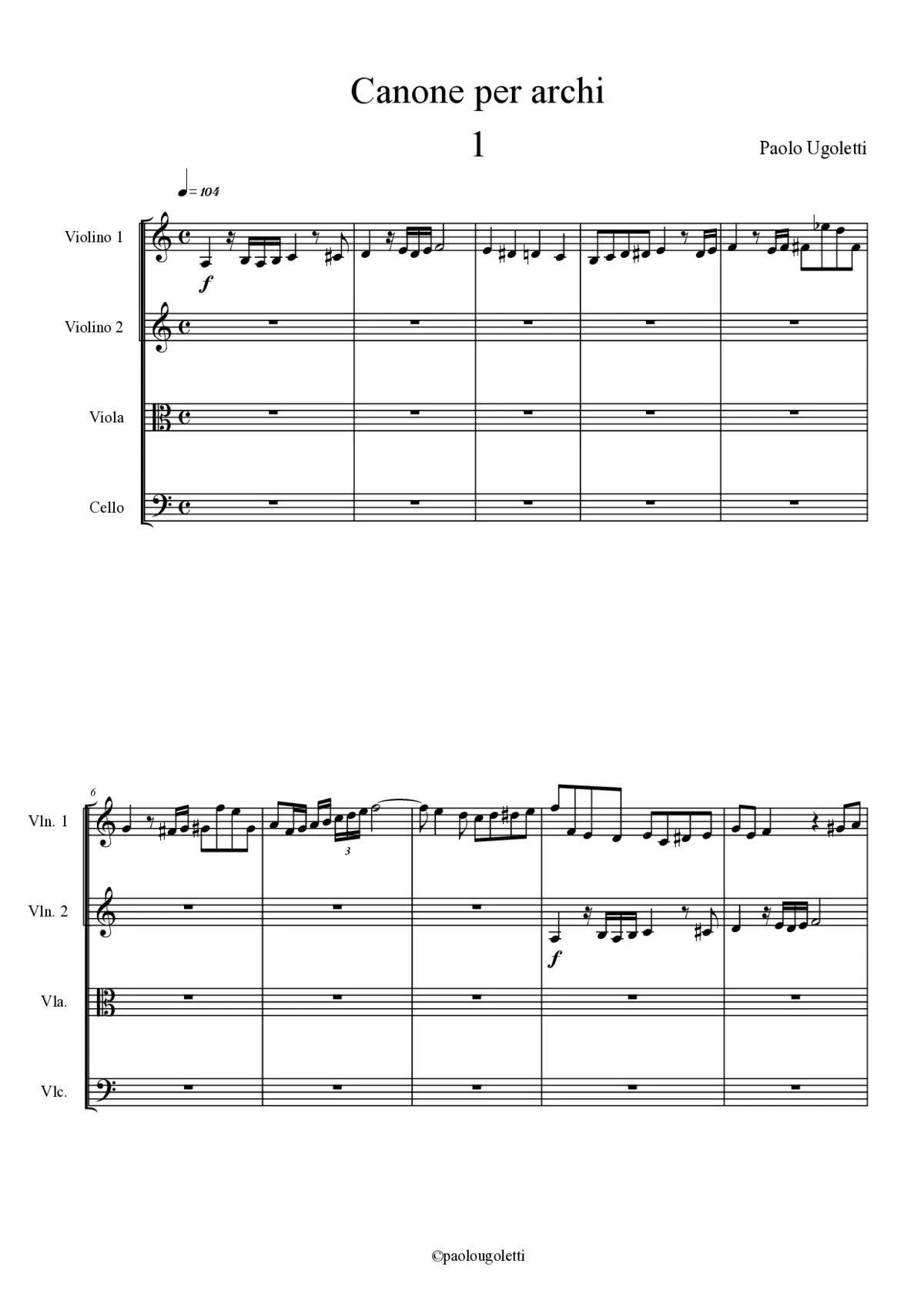 3 Canoni per quartetto d'archi - Page 1
