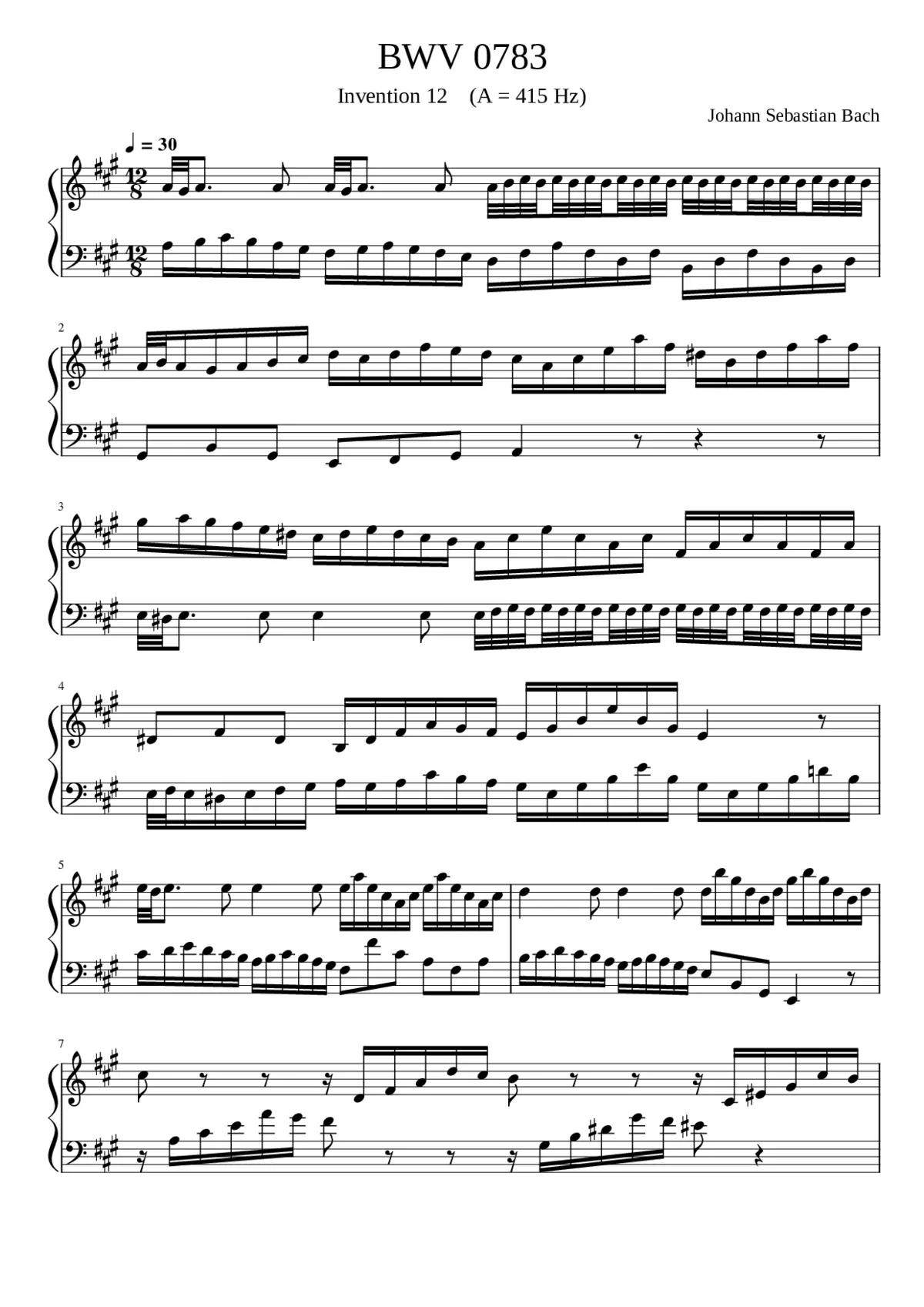 Invention in A major BWV 783 - Page 1