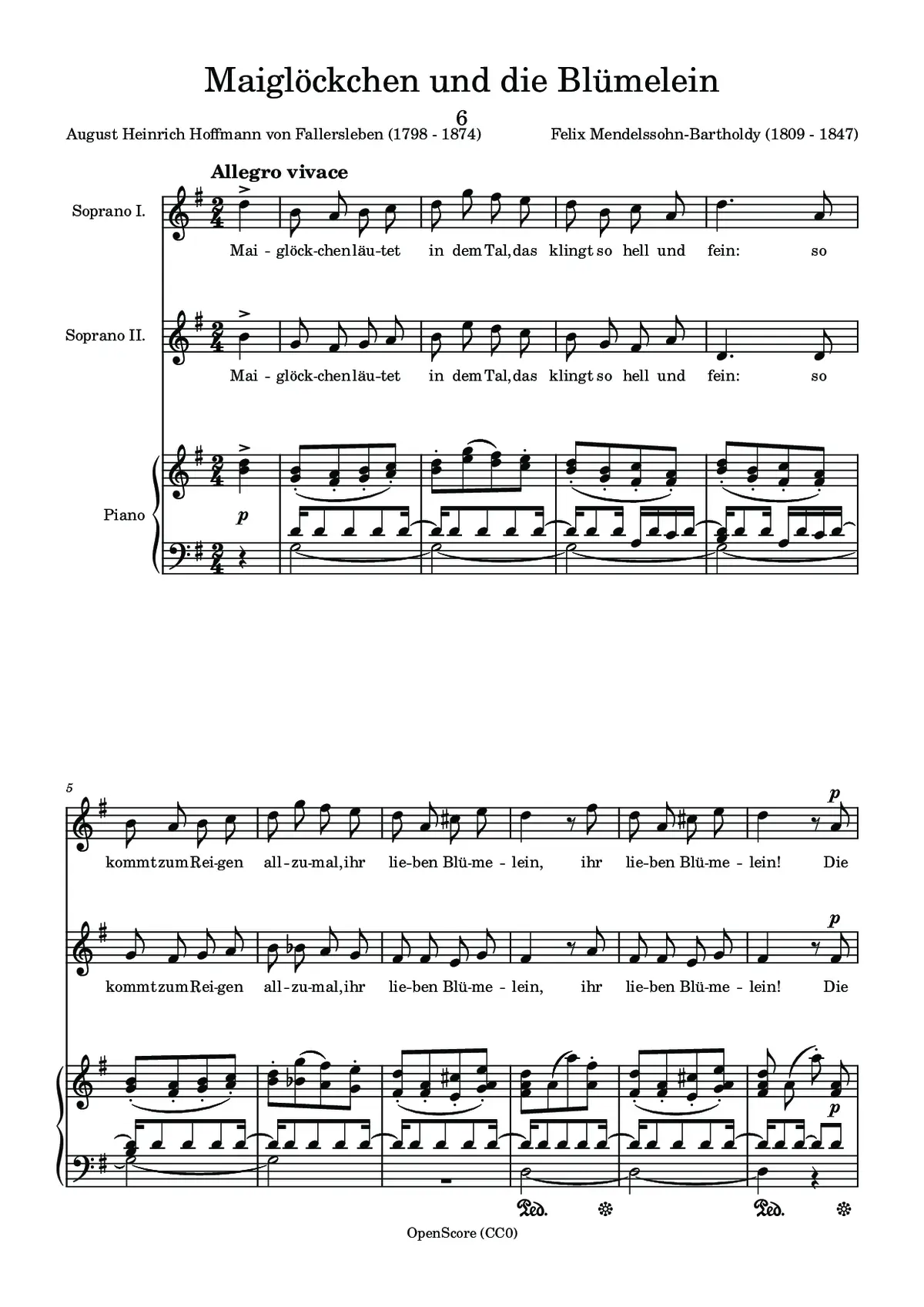Maiglöckchen und die Blümelein, MWV J 7 - Page 1