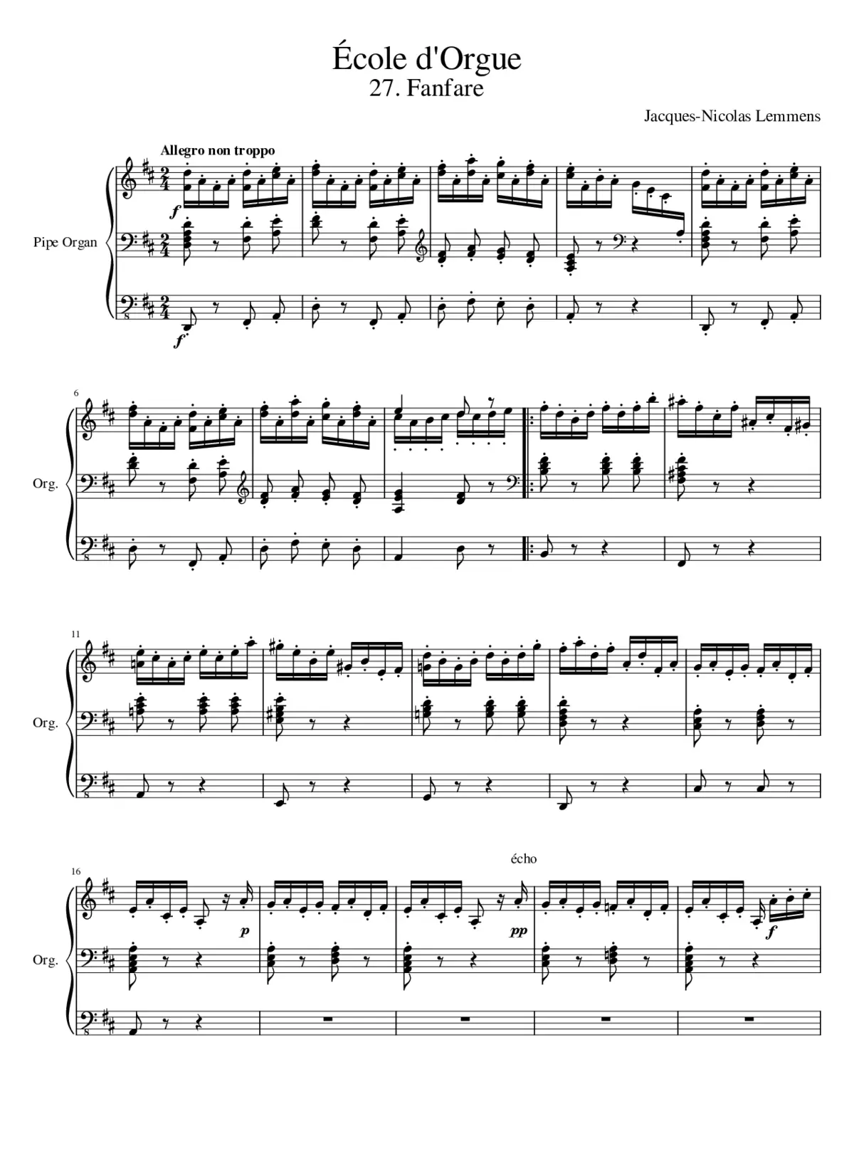 Awesome Wedding Recessional II (Lemmens Fanfare for Organ) - Page 1
