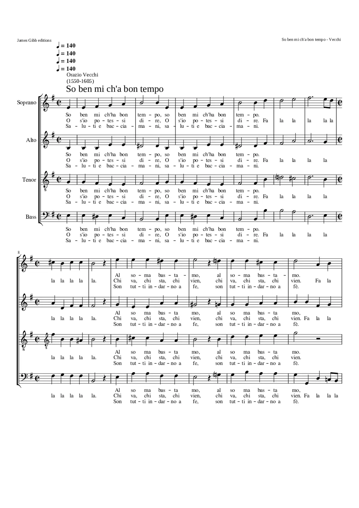 So ben mi ch'ha bon tempo - Page 1