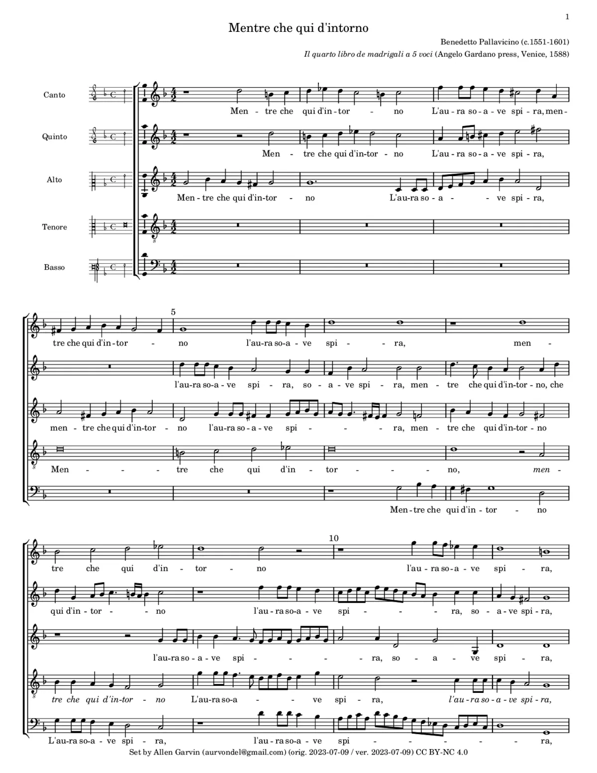 Mentre che qui d'intorno - Page 1
