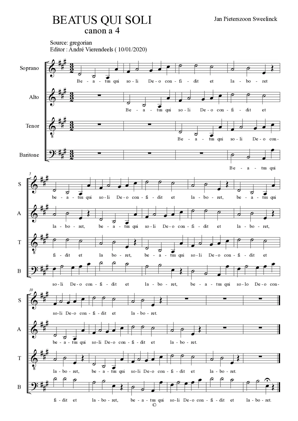 Beatus qui soli - Page 1