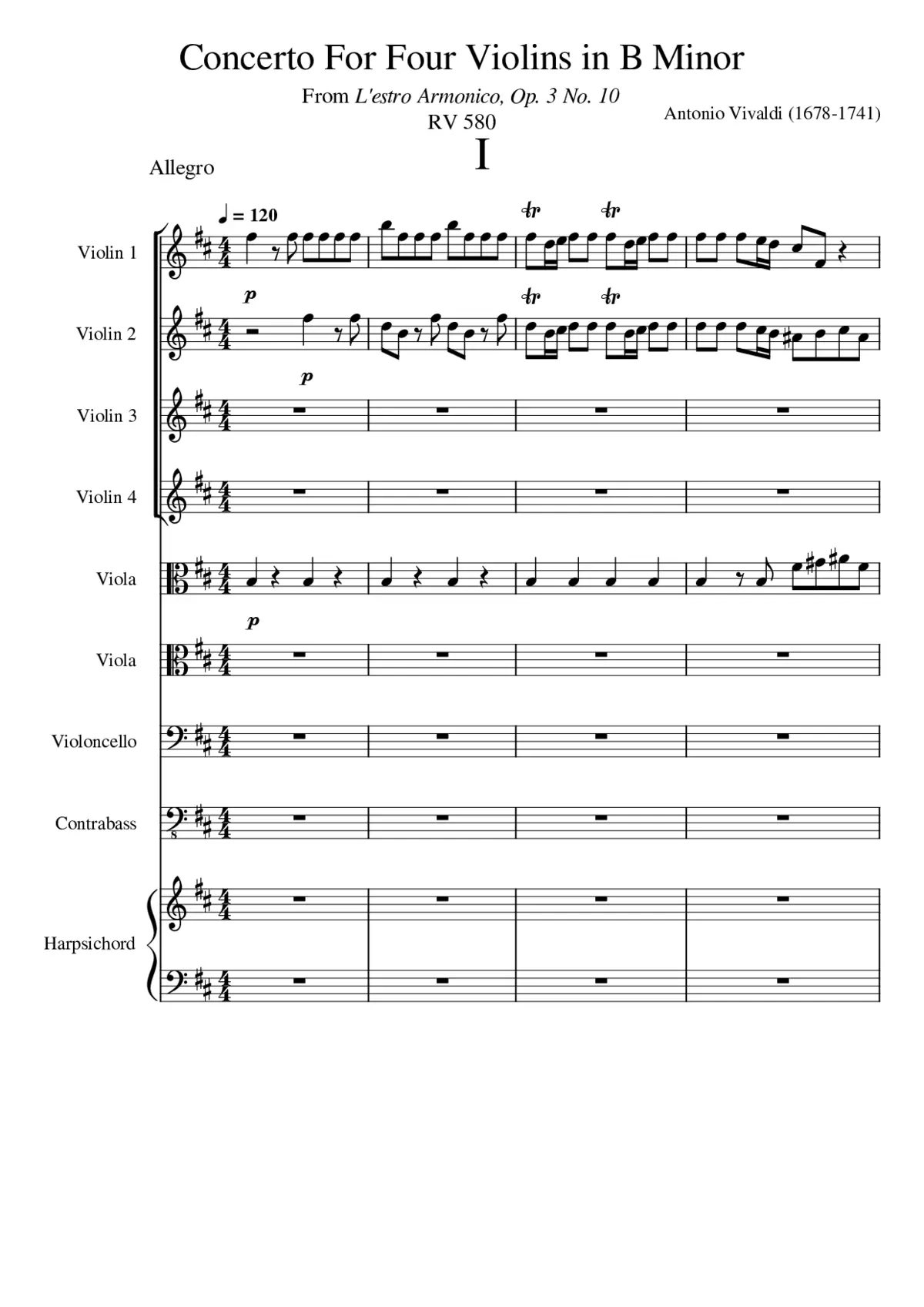 Concerto in B minor RV 580 - Page 1