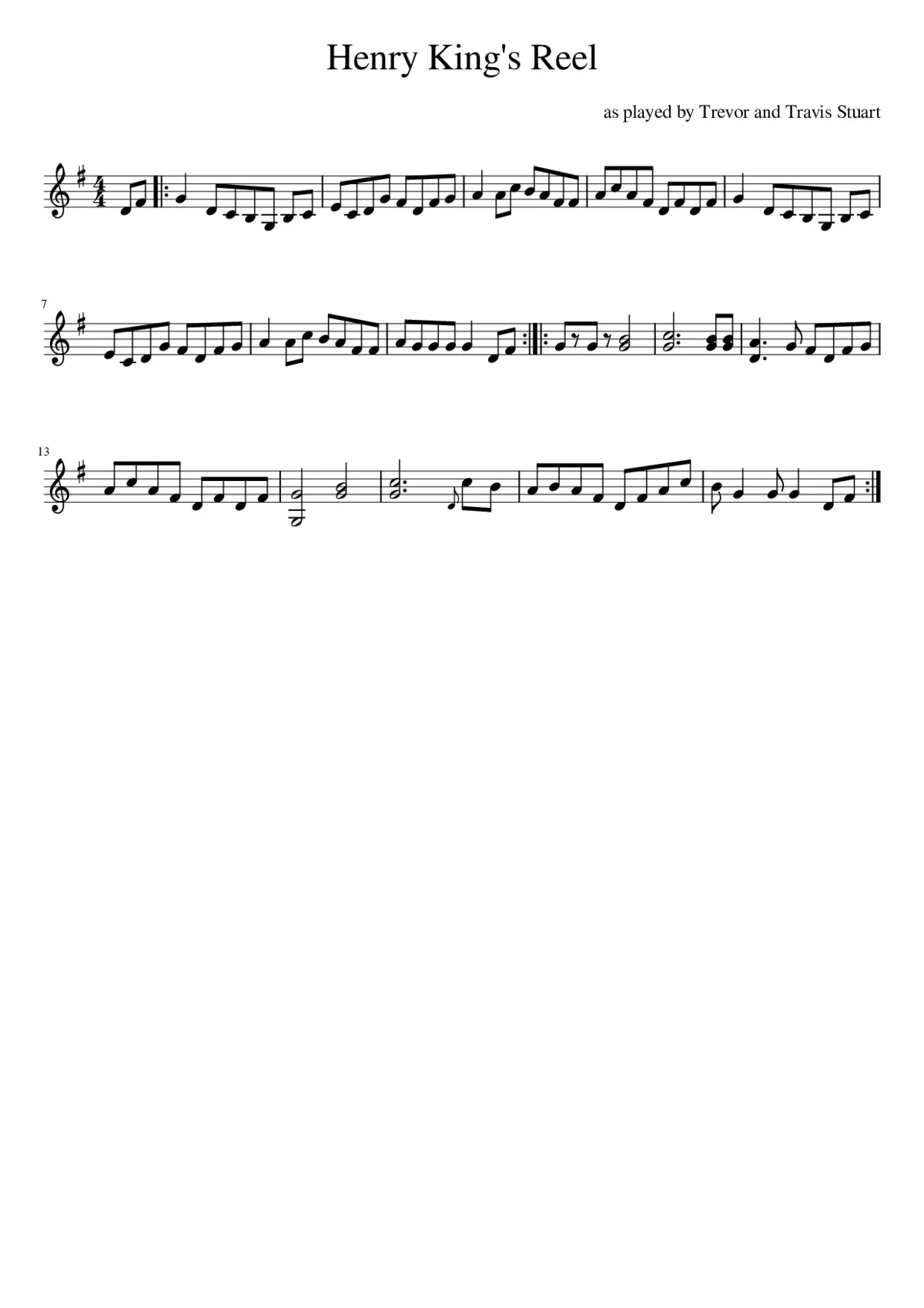 Henry King's Reel - Page 1