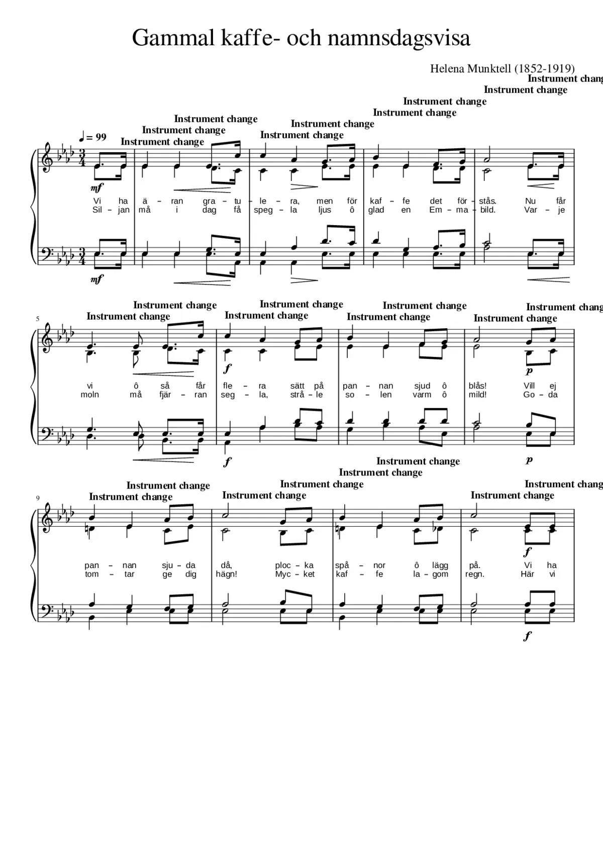 Gammal kaffe- och namnsdagsvisa - Page 1