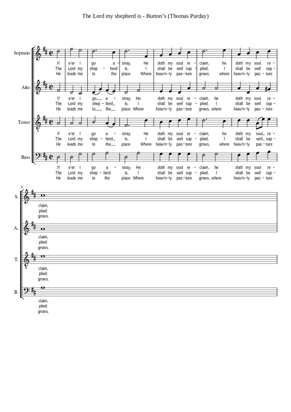 The Lord my shepherd is - Page 1