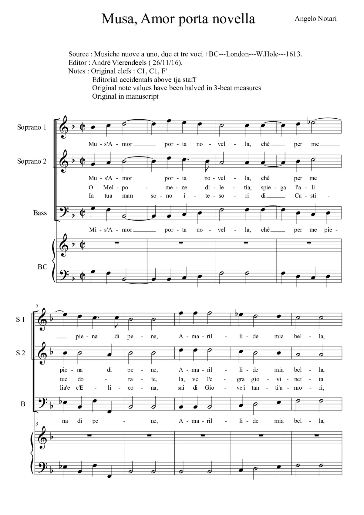 Musa, Amor porta novella - Page 1
