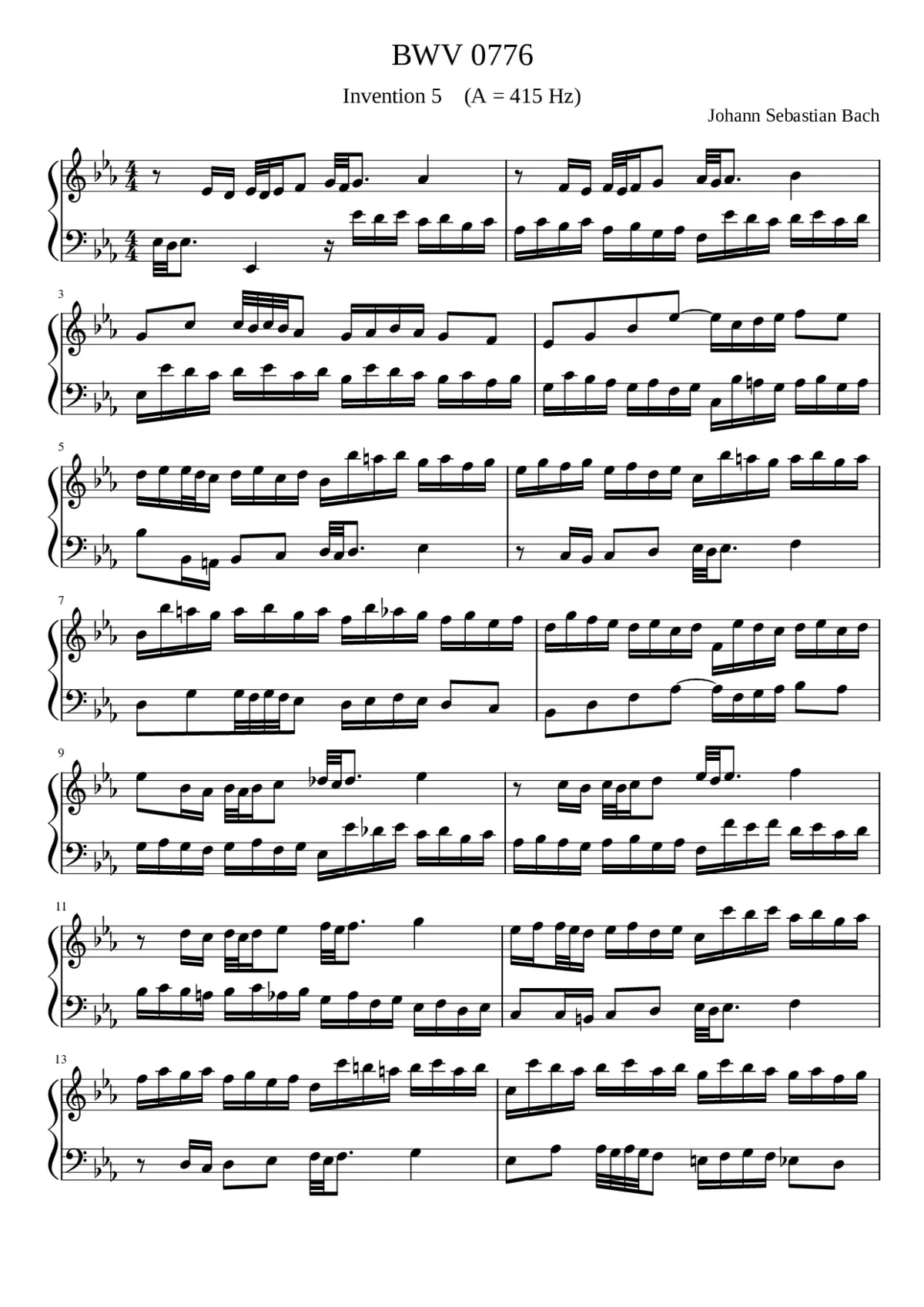 Invention in E-flat major BWV 776 - Page 1