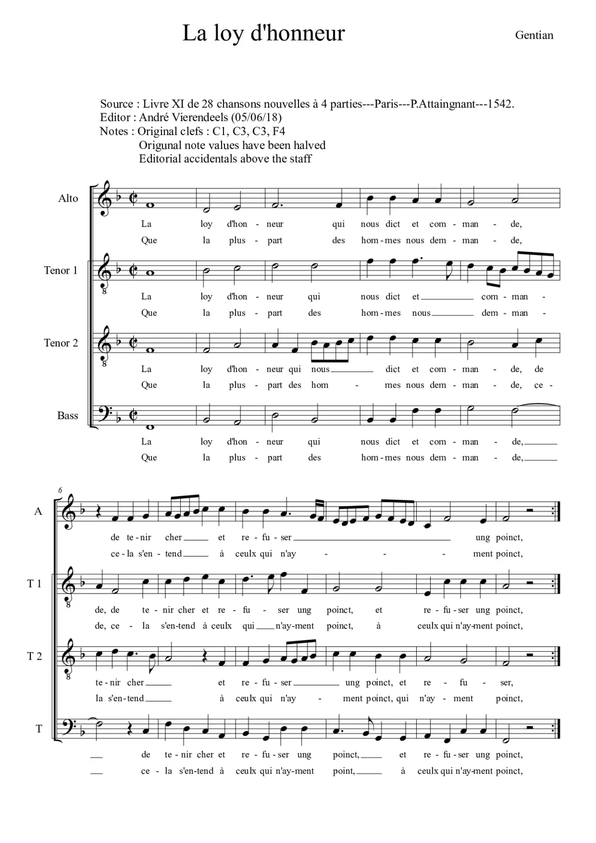 La loy d'honneur - Page 1