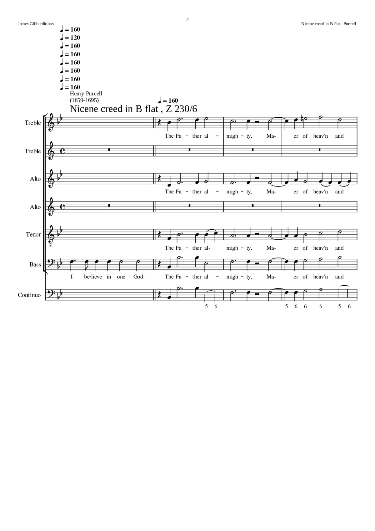 Nicene creed in B flat Z 230/6 - Page 1