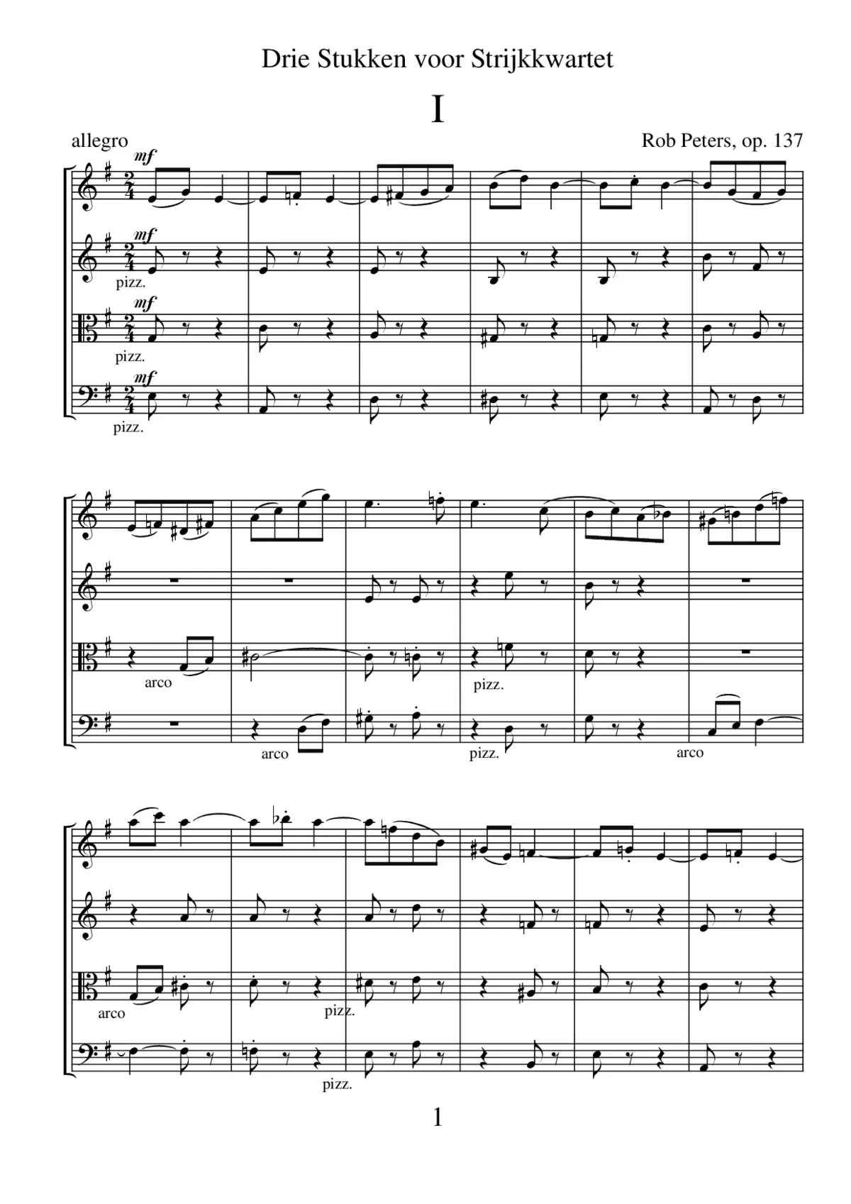 Three Pieces for String Quartet - Page 1