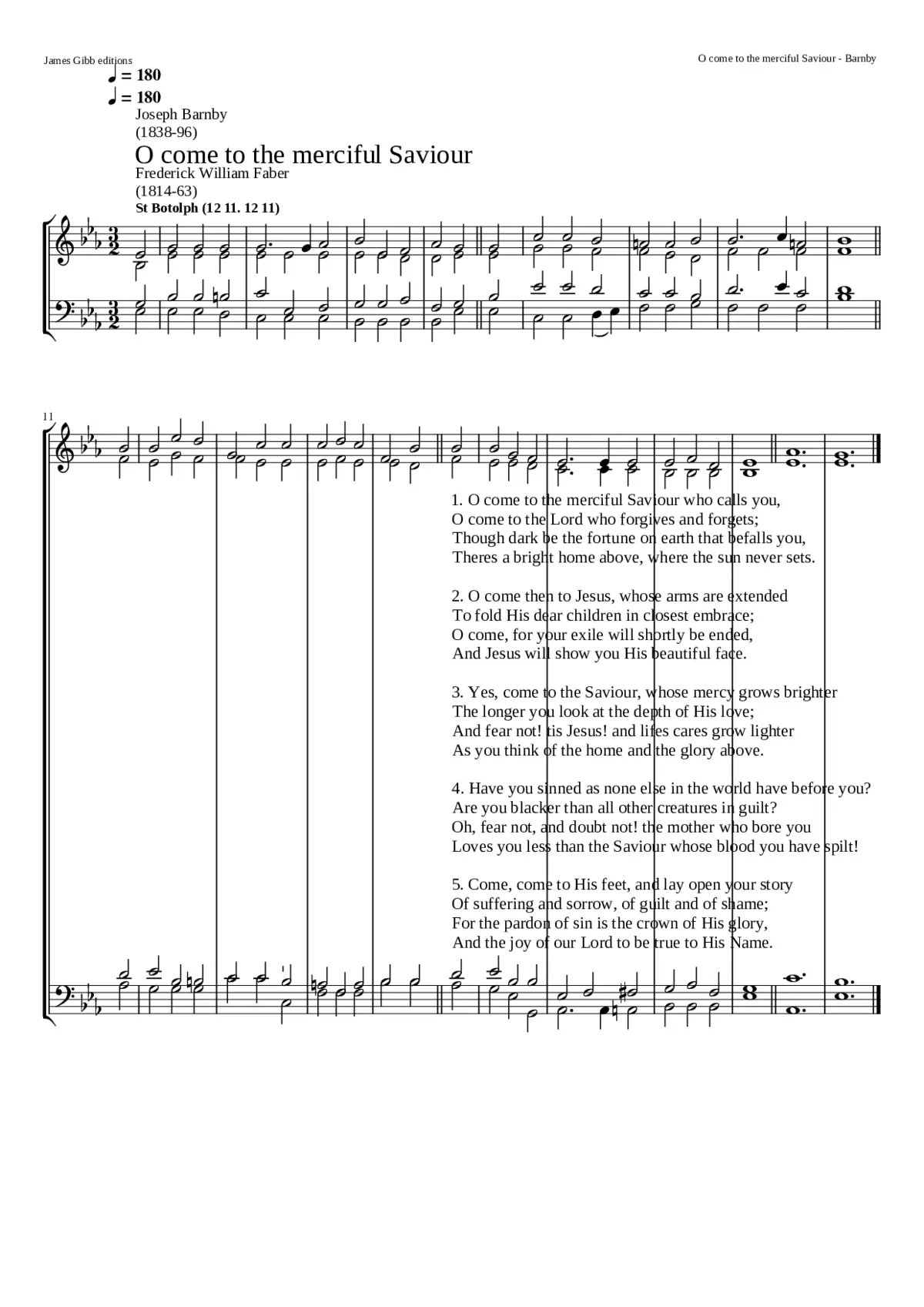 O come to the merciful Saviour - Page 1