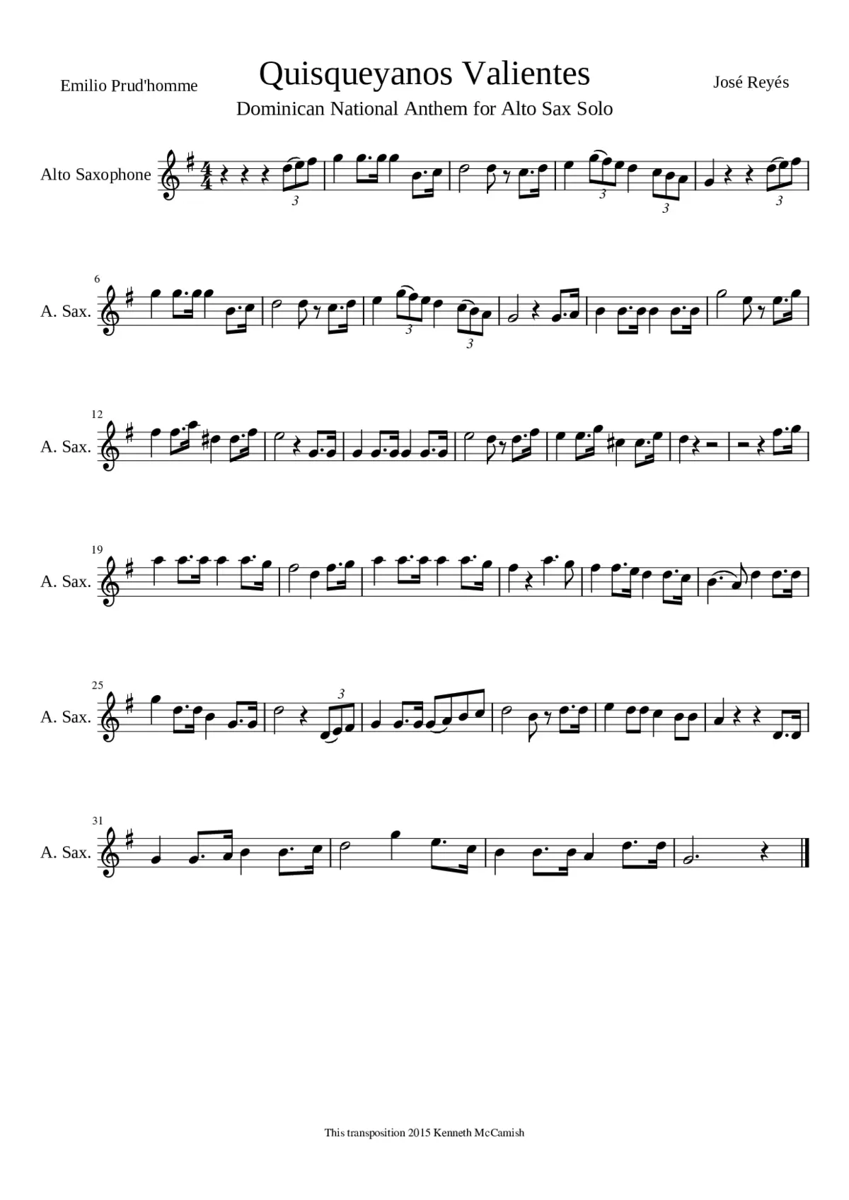 Quisqueyanos Valientes for Alto Sax Solo - Page 1