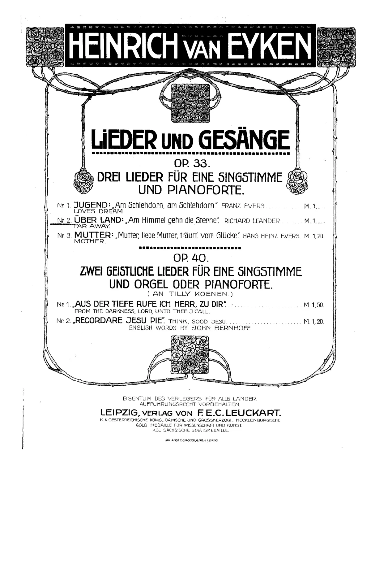 3 Lieder, Op.33 - Page 1