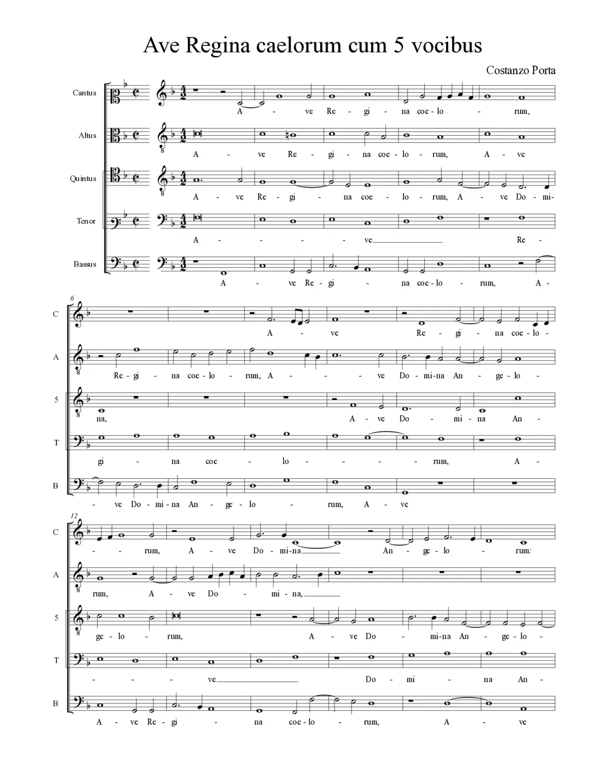 Ave Regina caelorum cum 5 vocibus - Page 1