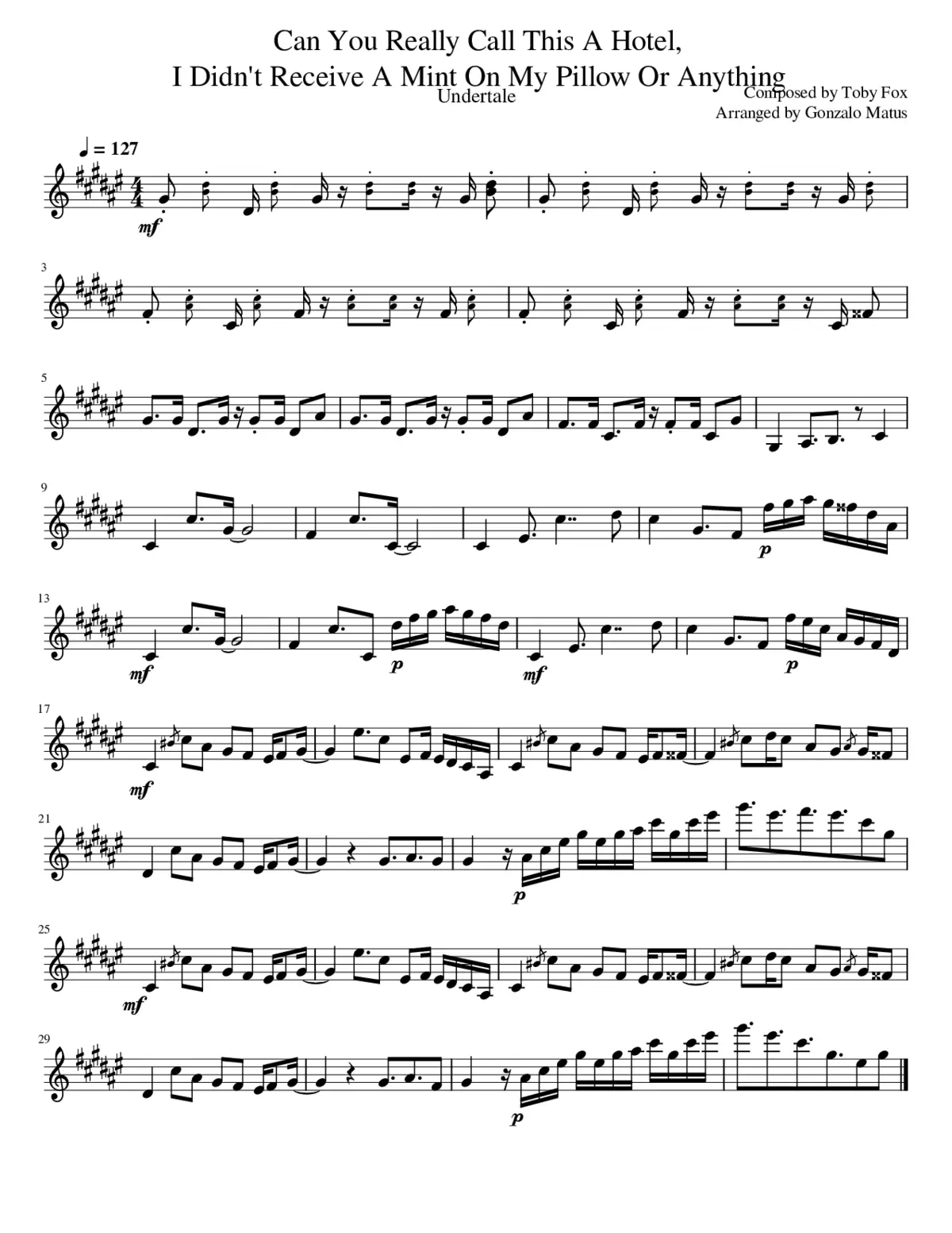 Can You Really Call This A Hotel I Didn't Receive A Mint On My Pillow Or Anything - Violin Solo - Page 1