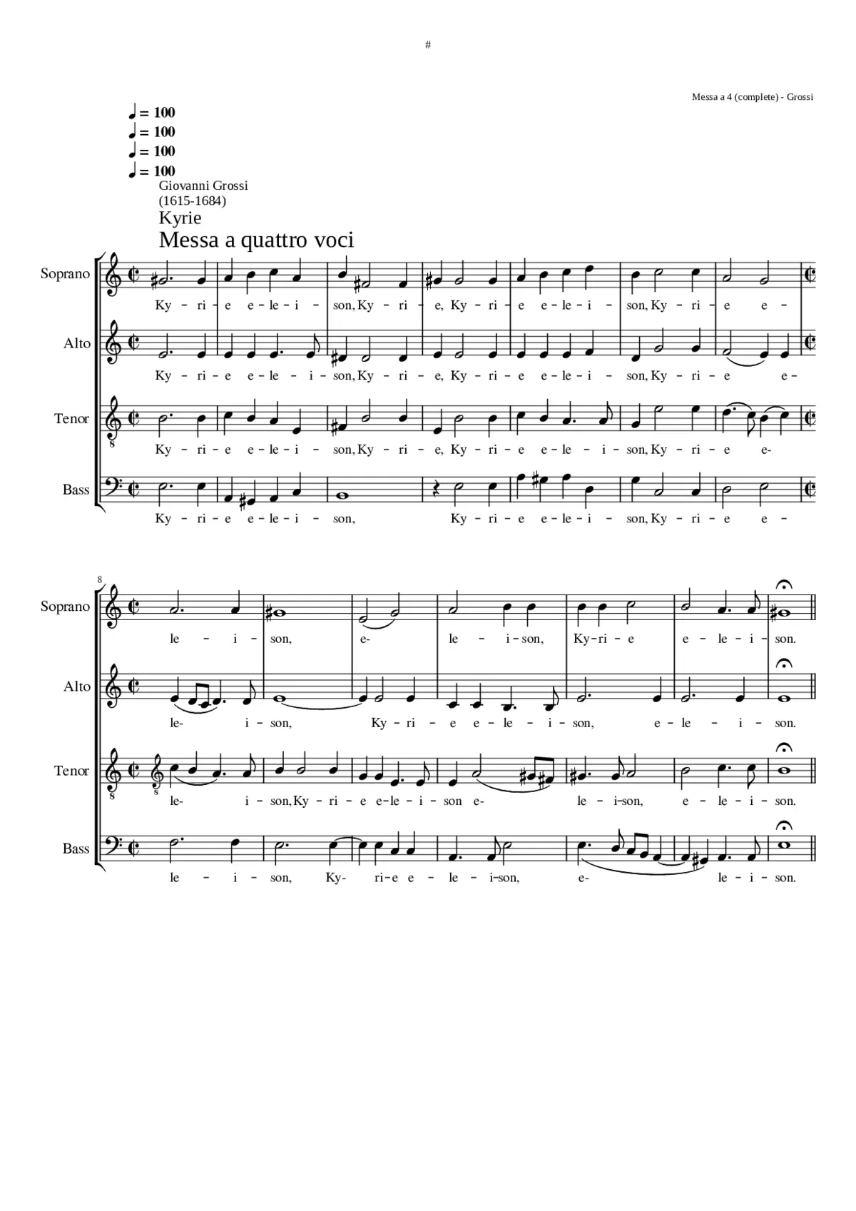 Messa a quattro voci - Page 1