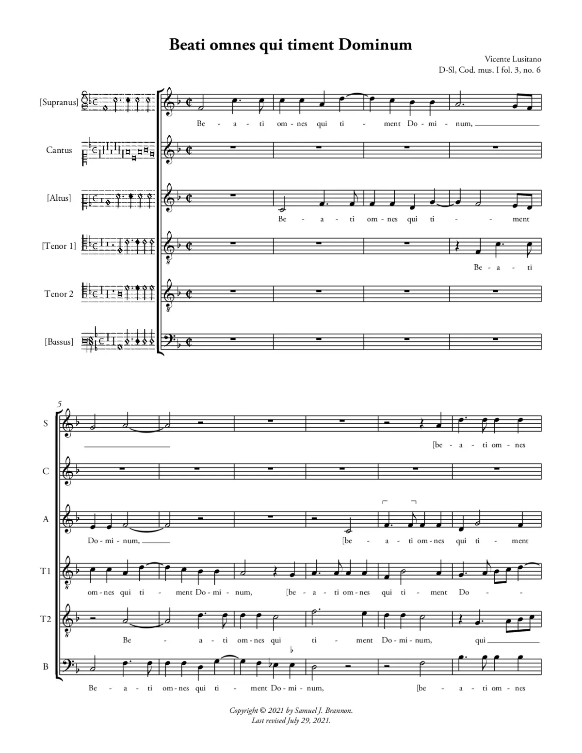 Beati omnes qui timent Dominum - Page 1